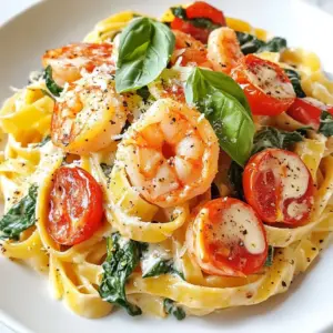 - 8 oz fettuccine or linguine - 1 lb shrimp, peeled and deveined - 2 tablespoons olive oil - 3 cloves garlic, minced - 1 cup cherry tomatoes, halved - 2 cups fresh spinach - 1 cup heavy cream - 1/2 cup grated Parmesan cheese - 1 teaspoon Italian seasoning - Salt and freshly ground pepper, to taste - Fresh basil leaves, for garnish These ingredients create a rich and creamy dish. The pasta acts as a base, while the shrimp adds a protein punch. Olive oil and garlic bring lovely flavor. Cherry tomatoes burst with sweetness, and spinach adds freshness. Heavy cream and Parmesan create that dreamy sauce. Salt, pepper, and Italian seasoning tie it all together. Fresh basil gives a nice touch when serving. - Alternative pasta types: You can use penne or spaghetti if you don&rsquo;t have fettuccine or linguine. - Dairy-free options for cream and cheese: Try coconut cream and nutritional yeast for a vegan twist. - Other seafood choices: Scallops or crab meat can replace shrimp for a different seafood experience. These swaps can keep your dish exciting. You can mix it up based on what you have at home. - Large pot for boiling pasta - Large skillet for cooking shrimp and sauce - Colander for draining pasta - Measuring cups and spoons - Cooking utensils like spatula and tongs Having the right tools makes cooking easier. It helps you manage time and ensures that everything goes smoothly. {{ingredient_image_2}} To make a great creamy Tuscan shrimp pasta, start with the pasta. Use fettuccine or linguine for the best results. It's vital to cook it al dente. This means it should be firm but not hard. Cooking it this way gives the pasta the right texture. Follow the package directions, usually around 8-10 minutes. While the pasta cooks, keep an eye on the time. You want the pasta to finish close to when the sauce is ready. This way, everything stays fresh and hot. Next, you&rsquo;ll saut&eacute; the shrimp. Use a large skillet for this step. Heat olive oil over medium heat. Season the shrimp with salt, pepper, and Italian seasoning. This adds flavor, so don&rsquo;t skip it! Cook the shrimp for 2-3 minutes on each side. They should turn pink and opaque to show they are done. Once cooked, take the shrimp out of the skillet and set them aside. This step keeps them tender and juicy. Now, let&rsquo;s make the creamy sauce. In the same skillet, lower the heat a bit. Add minced garlic first. Saut&eacute; for about 30 seconds until it smells great, but don&rsquo;t let it burn. Next, toss in halved cherry tomatoes. Cook these for 2-3 minutes until they soften. This step helps release their juices, adding depth to the sauce. After the tomatoes, add fresh spinach. Stir and cook until it wilts in about 1-2 minutes. Then, pour in the heavy cream. Raise the heat slightly to bring the mixture to a gentle simmer. Finally, stir in grated Parmesan cheese until it melts. This creates a rich, creamy sauce that makes the dish shine. Combine the saut&eacute;ed shrimp with the creamy sauce and pasta. Toss everything together to coat well. If the sauce is too thick, add a bit of reserved pasta water to reach your desired consistency. Adjust seasoning if needed. To make your sauce creamy, use heavy cream. It gives a rich texture. Stir in grated Parmesan cheese until it melts. This adds depth and flavor. If you want a lighter sauce, mix in some reserved pasta water. This helps thin it out without losing creaminess. Taste the sauce as you go. Add salt and pepper to fit your taste. For a beautiful presentation, plate the pasta in shallow bowls. Top with extra grated Parmesan and fresh basil leaves. A drizzle of olive oil adds shine and flavor. Pair this dish with a crisp white wine or a light salad. This brings balance to the meal and enhances the flavors. One big mistake is overcooking shrimp. Aim for pink and opaque shrimp in about 2-3 minutes per side. If you cook too long, the shrimp become tough. Watch for the sauce thickness. If it gets too thick, add reserved pasta water. This keeps it creamy and smooth, so your pasta shines. Pro Tips Use Fresh Ingredients: Fresh shrimp and spinach elevate the dish's flavors and texture, making your pasta truly exceptional. Perfect Pasta Texture: Make sure to cook the pasta al dente for a great bite. It will continue to cook slightly when tossed with the sauce. Adjust Creaminess: If the sauce is too thick for your liking, add a splash of the reserved pasta water to achieve your desired consistency. Garnish Wisely: A sprinkle of extra Parmesan and fresh basil not only adds flavor but also enhances the dish's presentation. {{image_4}} You can make this dish even better by adding fresh veggies. Cherry tomatoes and spinach are great, but there are many more options. Try adding seasonal vegetables like zucchini, bell peppers, or even asparagus. They add color and taste. For a fun twist, mix in some peas or broccoli. They not only taste good but also boost the dish's nutrition! If you want a change from shrimp, you can use chicken or tofu. Cook chicken in the same way as the shrimp. Ensure it's cooked through before adding it to the sauce. Tofu can be a great plant-based option. Just press it to remove extra water, then cut it into cubes. Saut&eacute; it until golden brown for added flavor. This way, you can enjoy a shrimp-free version that still feels rich and tasty! Spice up your pasta by adding some heat. A pinch of red pepper flakes can add a nice kick. You can also mix in fresh herbs like parsley or thyme for a fresh taste. If you want more flavor, consider using smoked paprika or lemon zest. These small changes can change the flavor profile and keep your dish exciting. To keep your creamy Tuscan shrimp pasta fresh, cool it down first. Let it sit at room temperature for about 30 minutes. Once cooled, place it in a container. Use an airtight container to avoid air exposure. Glass or BPA-free plastic containers work great. Make sure to seal the lid tightly. When reheating, keep the texture and flavor in mind. Use a skillet over low heat for best results. If the pasta seems dry, add a splash of water or cream. Stir gently to mix everything well. This helps restore the creaminess of the sauce. You can also use a microwave, but do it in short bursts. Stir after each burst to avoid hot spots. If you want to save some for later, freezing works well. Cool the pasta completely before freezing. Place it in a freezer-safe container. Label the container with the date. It can last up to three months in the freezer. When you're ready to eat, thaw it in the fridge overnight. Reheat gently on the stove or in the microwave. Making Creamy Tuscan Shrimp Pasta takes about 30 minutes. This includes prep and cooking time. The pasta cooks in about 10 minutes. The shrimp and sauce take around 15 minutes. It&rsquo;s a quick dish for busy nights. Yes, you can make this dish ahead of time. Cook the pasta and sauce, then store them separately. When ready to serve, reheat each part gently. This helps keep the pasta from getting mushy. You can serve this pasta with a fresh salad or garlic bread. A light side helps balance the creamy sauce. Pair it with a crisp white wine for a nice touch. Yes, you can make it low-carb! Substitute traditional pasta with zucchini noodles or spaghetti squash. This keeps the flavor while lowering carbs. You can still enjoy the creamy sauce and shrimp. Yes, frozen shrimp work well in this recipe. Just thaw them before cooking. You can place them in cold water for a quick thaw. This makes it easy to enjoy the dish anytime. This blog post covered many aspects of making Creamy Tuscan Shrimp Pasta. We discussed key ingredients, storage tips, and various methods to enhance flavor. You learned how to cook pasta, saut&eacute; shrimp, and create a rich sauce. By following my tips, you can avoid common mistakes and experiment with substitutions. Cooking can be enjoyable and satisfying. I hope you feel encouraged to try making this dish at home. Enjoy your cooking journey!
