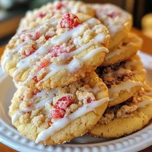To make Strawberry Crunch Shortcake Cookies, you will need these simple ingredients: - 1 cup all-purpose flour - 1/2 cup cornstarch - 1/2 teaspoon baking powder - 1/4 teaspoon baking soda - 1/4 teaspoon salt - 1/2 cup unsalted butter, softened - 1/2 cup granulated sugar - 1 large egg - 1 teaspoon vanilla extract - 1 cup freeze-dried strawberries, crushed - 1/3 cup shortcake crumbs - 1/2 cup powdered sugar (for glaze) - 2 tablespoons milk (for glaze) Each ingredient plays a key role. The all-purpose flour gives structure. Cornstarch helps keep the cookies soft. Baking powder and baking soda provide lift, while salt enhances flavor. The butter adds richness and moisture. Sugar sweetens and helps with browning. The egg binds everything together, and vanilla adds a warm flavor. Freeze-dried strawberries give a burst of fruitiness without excess moisture. Shortcake crumbs add a fun crunch. Finally, the glaze made with powdered sugar and milk brings sweetness to each bite. {{ingredient_image_2}} 1. Preheat the oven and prepare the baking sheet. Set your oven to 350&deg;F (175&deg;C). Line a baking sheet with parchment paper. This helps the cookies not to stick. 2. Mix dry ingredients in a bowl. In a medium bowl, whisk together 1 cup of all-purpose flour, 1/2 cup of cornstarch, 1/2 teaspoon of baking powder, 1/4 teaspoon of baking soda, and 1/4 teaspoon of salt. Mix well and set aside. 3. Cream butter and sugar together. In a large bowl, beat 1/2 cup of softened butter and 1/2 cup of granulated sugar. Use an electric mixer on medium speed. Mix until the mixture is light and fluffy. This should take about 2-3 minutes. 1. Add egg and vanilla to the mixture. Crack 1 large egg and add it to the creamed butter and sugar. Then add 1 teaspoon of vanilla extract. Mix until it is smooth and well combined. 2. Gradually combine wet and dry ingredients. Slowly add the dry mixture into the wet mixture. Stir gently until the dough comes together. Do not over-mix; this keeps the cookies soft. 1. Fold in strawberries and shortcake crumbs. Use a spatula to gently fold in 1 cup of crushed freeze-dried strawberries and 1/3 cup of shortcake crumbs. Ensure they are evenly mixed into the dough. 2. Shape and bake cookies. Use a tablespoon or cookie scoop to drop rounded portions of dough onto the prepared baking sheet. Leave about 2 inches between each cookie. Bake them for 12-15 minutes. They should be lightly golden on the edges. 3. Make and drizzle glaze. In a small bowl, whisk together 1/2 cup of powdered sugar and 2 tablespoons of milk. Adjust the milk to get the right glaze thickness. Once the cookies cool, drizzle the glaze over each cookie. Enjoy your sweet treat! - How to avoid over-mixing: Mix just until the dough comes together. Stir gently, then stop. Over-mixing makes cookies tough. - Ideal baking times for soft versus crispy cookies: Bake for 12 minutes for soft cookies. For crispy cookies, bake closer to 15 minutes. Watch for golden edges. - Best methods for even glaze application: Use a spoon for drizzling. A piping bag gives better control. Drizzle back and forth for a nice look. - Tips for adjusting glaze consistency: Start with powdered sugar and milk. Add more sugar for thicker glaze. Add more milk for a thinner glaze. - Presentation ideas for serving: Use a nice platter to show off the cookies. Add fresh strawberry slices or mint leaves for color. - Pairing options for a complete treat: These cookies go well with tea or milk. They also taste great with whipped cream or ice cream. Pro Tips Chill the Dough: For thicker cookies, chill the dough for 30 minutes before baking. This helps them hold their shape and prevents spreading too much. Use Fresh Ingredients: Ensure your freeze-dried strawberries are fresh for the best flavor. Stale strawberries can lead to a less vibrant taste. Customize Your Glaze: Feel free to add a splash of lemon juice or a few drops of almond extract to the glaze for an extra flavor boost. Storage Tips: Store the cookies in an airtight container at room temperature for up to a week to maintain their crunchiness. {{image_4}} You can make these cookies even more fun. Try adding chocolate chips or nuts for extra flavor. Chocolate chips give a rich taste, while nuts add a nice crunch. You can also swap in different freeze-dried fruits. Think peaches, blueberries, or bananas. Each fruit changes the cookie&rsquo;s flavor and makes it special. If you want a healthier twist, use almond flour instead of all-purpose flour. This change makes the cookies gluten-free and adds a nutty taste. For the glaze, you can replace sugar with a sugar substitute. Options like stevia or monk fruit work well. These swaps help keep the sweetness without extra sugar. You can adjust the shortcake crumbs to change the cookie's crunch. Use more crumbs for a crunchier bite, or less for a softer cookie. Another tip is to experiment with baking times. Bake them for a shorter time for chewy cookies. If you like a crispier cookie, leave them in a bit longer. To keep your Strawberry Crunch Shortcake Cookies fresh, place them in an airtight container. This helps maintain their texture and flavor. I suggest using a plastic or glass container with a tight lid. If you have leftover cookies, separate layers with parchment paper to prevent sticking. Keep them at room temperature for the best taste. For freezing raw dough, scoop the dough into balls and place them on a baking sheet. Freeze until solid, then transfer to a zip-top bag. This lets you bake fresh cookies later. For baked cookies, let them cool completely first. Then, place them in an airtight container or bag. They stay fresh in the freezer for up to three months. These cookies usually last 5 to 7 days when stored properly. Look for signs of spoilage like a hard texture or off smell. If the cookies feel stale or taste different, it&rsquo;s best to throw them away. Enjoy the delightful flavors of these cookies while they&rsquo;re at their freshest! What can I substitute for freeze-dried strawberries? You can use fresh strawberries. Just chop them into small pieces. However, fresh berries add moisture. You may need to adjust the flour to keep dough from getting too wet. Dried strawberries also work well. Their flavor is strong and won't add extra moisture. Can I make this recipe vegan? Yes, you can try a vegan version. Use a flax egg instead of the large egg. Mix one tablespoon of ground flaxseed with three tablespoons of water. Let it sit for five minutes to thicken. Replace the butter with vegan butter or coconut oil. What to do if the cookies spread too much? If cookies spread too much, try chilling the dough. Place it in the fridge for 30 minutes before baking. This helps firm up the butter. You could also add a bit more flour to the dough. This can help keep them from spreading too thin. How to fix dry dough? If your dough is too dry, add a little milk. Start with one tablespoon at a time. Mix it in until the dough is moist enough to hold together. Be careful not to add too much at once. What drinks pair well with Strawberry Crunch Shortcake Cookies? These cookies are great with milk or strawberry lemonade. You might also enjoy them with a cup of tea. A light herbal tea pairs nicely too, balancing the sweet flavor. How long can cookies be left out before they go stale? Cookies can stay fresh for about three days at room temperature. Store them in an airtight container to keep them soft. If you want them to last longer, consider freezing them. In this post, we explored how to make Strawberry Crunch Shortcake Cookies. We covered everything from the ingredients, preparation steps, baking tips, and even variations to try. These cookies are not only tasty but also easy to customize and store. Baking can be fun and rewarding. Remember to experiment and enjoy the process. Whether you serve them at a party or keep them at home, these cookies will delight everyone. Happy baking!