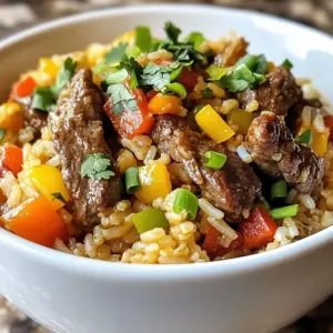 To make crispy chili beef fried rice, gather these main ingredients: - 2 cups of cooked jasmine rice (preferably chilled for at least a few hours or overnight) - 250g beef sirloin, thinly sliced against the grain - 1 bell pepper, diced (any color you prefer) - 1 carrot, peeled and diced - 2 green onions, finely chopped, plus extra for garnish - 3 cloves garlic, minced - 2 tablespoons soy sauce - 1 tablespoon oyster sauce (optional for depth of flavor) - 1 tablespoon chili paste (adjust according to spice level) - 1 teaspoon sesame oil - 2 tablespoons vegetable oil, divided - Salt and black pepper to taste - Fresh cilantro leaves for garnish You can enhance the dish with these optional items: - Additional vegetables like peas or corn for color - A splash of lime juice for a zesty kick - Chopped peanuts for crunch and flavor Choosing fresh ingredients makes a big difference. Here are my tips: - Look for bright bell peppers with smooth skin. - Choose firm carrots without soft spots. - Select fresh green onions that are vibrant and crisp. - For beef, pick sirloin with a bright red color and minimal fat. - Always smell and touch the garlic to ensure it&rsquo;s fresh and firm. By following these tips, you ensure every bite of your crispy chili beef fried rice is packed with flavor! {{ingredient_image_2}} To marinate the beef, start by slicing 250g of beef sirloin against the grain. This helps keep it tender. In a bowl, mix the beef with a pinch of salt, black pepper, and 1 tablespoon of soy sauce. Stir well and let it sit for about 15 minutes. This step adds flavor and makes the beef juicy. Heat a large skillet or wok over medium-high heat. Add 1 tablespoon of vegetable oil until it shimmers. Carefully place the marinated beef in a single layer. Avoid overcrowding the pan. Sear the beef for 2-3 minutes. You want it crispy and brown. Once done, remove it from the skillet and set it aside. Using the same skillet, add another tablespoon of vegetable oil. When it&rsquo;s hot, toss in 3 minced garlic cloves. Saut&eacute; for about 30 seconds. Be careful not to burn the garlic. Next, add 1 diced bell pepper and 1 diced carrot. Stir-fry for 3-4 minutes. The goal is to keep them tender but slightly crisp. Now, add 2 cups of chilled cooked jasmine rice to the skillet. Use a spatula to break up any clumps. Pour in the remaining soy sauce, 1 tablespoon of oyster sauce (optional), 1 tablespoon of chili paste, and 1 teaspoon of sesame oil. Toss everything together until the rice is coated and heated through. Return the crispy beef to the skillet. Mix it well with the rice and vegetables. Continue stir-frying for 2-3 minutes. This helps blend all the flavors together nicely. Remove the skillet from heat. Gently fold in the chopped green onions. This adds a fresh flavor. Serve the crispy chili beef fried rice in bowls or plates. Garnish with fresh cilantro leaves and more green onions. Enjoy your vibrant and tasty dish while it&rsquo;s hot! To get that great crispy texture, start with cold rice. Cold rice has less moisture, which helps it fry better. I recommend using jasmine rice and chilling it for a few hours or overnight. When you cook the beef, make sure not to overcrowd the pan. This will help it sear and not steam. Cook the beef in batches if needed. Lastly, let the rice fry for a bit without stirring too much. This will help create those crunchy bits we all love. Using the right tools makes cooking easier and more fun. Here&rsquo;s what you need: - Large skillet or wok - Spatula for stirring - Bowl for marinating beef - Knife for chopping - Cutting board for prep These tools will help you cook smoothly and achieve great results. If you have leftover crispy chili beef fried rice, it's important to store it well. First, let it cool to room temperature. Then, place it in an airtight container. This keeps it fresh and prevents odors. You can store it in the fridge for up to three days. When reheating, add a splash of water. This keeps the rice moist and helps it heat evenly. Enjoy your tasty leftovers! Pro Tips Use Day-Old Rice: For the best texture, use rice that has been cooked and chilled for at least a few hours or overnight. This helps prevent the rice from becoming mushy when stir-frying. Marinate the Beef: Allow the beef to marinate for at least 15 minutes. This enhances the flavor and tenderness, ensuring each bite is packed with taste. High Heat is Key: Cook the beef and vegetables over medium-high heat. This helps to achieve a crispy texture and vibrant colors in your stir-fry. Customize the Spice Level: Adjust the amount of chili paste according to your preference. You can also add fresh chilies or a dash of hot sauce for an extra kick! {{image_4}} You can easily turn this dish vegetarian. Replace the beef with tofu or tempeh. Use the same marinating steps for the tofu. Cut it into cubes to help it crisp up nicely. Use 2 tablespoons of soy sauce in the marinade for flavor. Keep the vegetables like bell pepper and carrots for texture and color. Add more veggies like peas or broccoli for a healthy twist. Want to try different proteins? Chicken and pork work great in this recipe. For chicken, use thin slices of boneless breast. Marinate it the same way as the beef. For pork, tenderloin or chops sliced thinly are perfect. Cook the proteins until they are crispy and golden. Each protein adds its own flavor, making the dish unique every time. Adjusting the spice level is simple. If you love heat, add more chili paste. You can also include fresh chili peppers for an extra kick. If you prefer less spice, reduce the chili paste or skip it. You can add sweet soy sauce instead, which balances the heat. Customize it to fit your taste, and enjoy your perfect fried rice! To keep your Crispy Chili Beef Fried Rice fresh, place it in an airtight container. Make sure to cool it down to room temperature first. This helps prevent moisture build-up, which can make the rice soggy. Store it in the fridge for up to 3 days. When you store it properly, the flavors stay great, and you can enjoy it later. When you're ready to enjoy your leftovers, there are simple ways to reheat them. I recommend using a skillet for the best results. Heat a little oil over medium heat, then add your rice. Stir it often for even heating. This method keeps the rice crispy and flavorful. You can also add a splash of soy sauce to boost the taste while reheating. If you're in a hurry, the microwave is an option too. Just cover the rice to hold in moisture and heat for about 1-2 minutes. If you want to store your fried rice for a longer time, freezing works well. Cool the rice completely before placing it in freezer-safe bags. Remove as much air as possible to prevent freezer burn. You can freeze it for up to 3 months. When you're ready to eat, thaw it in the fridge overnight and reheat as mentioned before. This way, you can enjoy delicious fried rice anytime! The best rice for fried rice is jasmine rice. It has a light, fluffy texture. Cook it ahead and chill it. Cold rice works best as it won't clump. Day-old rice is often perfect. Yes, you can use fresh beef. However, marinating adds flavor and tenderness. A quick marinade makes a big difference. It only needs about 15 minutes. This allows the beef to soak up the flavors of soy sauce and spices. To prevent rice from sticking, use chilled rice. Freshly cooked rice tends to clump. Ensure the rice is dry and fluffy. When stir-frying, keep the heat high. This helps fry the rice quickly and evenly. Yes, you can use tamari as a gluten-free option. Tamari has a similar taste to soy sauce. You can also use coconut aminos for a lighter flavor. These options give you the same umami taste without gluten. This blog post covered how to make crispy fried rice. We looked at key ingredients, cooking steps, and tips for a perfect dish. You learned how to marinate beef, saut&eacute; veggies, and achieve that crispy texture everyone loves. In closing, remember to experiment with flavors and proteins to make it your own. Store leftovers safely and enjoy this dish multiple times. Happy cooking!