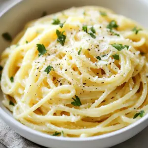 - 8 oz spaghetti - 4 tablespoons unsalted butter - 4 cloves garlic, finely minced - 1 cup heavy cream - 1 cup freshly grated Parmesan cheese - 1/2 teaspoon freshly cracked black pepper - Salt, to taste - 2 tablespoons fresh parsley, finely chopped (for garnish) - Optional: A pinch of red pepper flakes When I think of creamy garlic Parmesan spaghetti, I think of comfort. You need a few simple yet rich ingredients to make this dish shine. First, I love using fresh spaghetti, but any pasta works great. The unsalted butter gives a rich base. Garlic is where the magic starts. Use fresh garlic, finely minced, for the best flavor. The heavy cream makes it rich and creamy. I always use freshly grated Parmesan cheese because it melts better and tastes amazing. For seasoning, a touch of salt and black pepper adds depth. Fresh parsley gives a pop of color and freshness. If you like a little heat, a pinch of red pepper flakes can take this dish to the next level. Gather these ingredients, and you're on your way to a warm, tasty meal that feels special. {{ingredient_image_2}} Start by filling a large pot with salted water. Bring that water to a rapid boil. Once boiling, add 8 oz of spaghetti. Cook the spaghetti according to the package instructions until it is al dente. Before draining, reserve about 1/2 cup of the pasta water. This water will help adjust the sauce later. After reserving the water, drain the spaghetti and set it aside in a large mixing bowl. In a spacious skillet, melt 4 tablespoons of unsalted butter over medium heat. Once the butter has melted, add 4 cloves of finely minced garlic. Saut&eacute; the garlic for about 1-2 minutes. Watch closely so it doesn&rsquo;t turn brown, as brown garlic can taste bitter. Next, gradually pour in 1 cup of heavy cream. Stir continuously to mix it with the garlic butter. Let this mixture simmer gently for 2-3 minutes. Stir occasionally until the sauce starts to thicken. Then, slowly whisk in 1 cup of freshly grated Parmesan cheese. Keep stirring until the cheese melts completely. If the sauce seems too thick, add some of the reserved pasta water until it reaches your desired creaminess. Carefully add the drained spaghetti into the skillet with the creamy garlic sauce. Toss gently to coat the spaghetti evenly. Season with 1/2 teaspoon of freshly cracked black pepper and salt to taste. If you like a little heat, sprinkle in a pinch of red pepper flakes. Spoon the creamy garlic Parmesan spaghetti into individual serving bowls. Finish with a sprinkle of finely chopped parsley for a fresh touch. For a lovely presentation, add more grated Parmesan cheese on top. You can also drizzle a bit of high-quality olive oil or include halved cherry tomatoes for added color and flavor. Enjoy your meal! To get that nice, creamy sauce, always save some pasta water. This water has starch from the pasta, which helps thicken the sauce. If your sauce feels too thick, add a bit of this water. It will keep the sauce smooth and silky. Choosing the right Parmesan is also key. Always use freshly grated Parmesan. Pre-grated cheese often has additives that can change the texture of your sauce. Fresh cheese melts better and adds more flavor. Want to spice things up? Adding red pepper flakes gives your dish a nice kick. Just a pinch can make a big difference. You can also try other herbs, like basil or oregano, for added depth. Fresh parsley adds a pop of color and freshness. Be careful not to overcook the garlic. It should be fragrant, not brown. Brown garlic can taste bitter, ruining your dish. Also, don&rsquo;t skip the pasta water. It&rsquo;s essential for making your sauce creamy. Without it, your sauce might be too thick or dry. Always reserve some before draining the spaghetti. Pro Tips Use Fresh Ingredients: Always opt for fresh garlic and high-quality Parmesan cheese. Fresh ingredients enhance the flavor and creaminess of the dish. Reserve Pasta Water: Don't forget to save some pasta water before draining. It&rsquo;s perfect for adjusting the sauce&rsquo;s consistency and adding flavor. Control the Heat: When saut&eacute;ing garlic, keep the heat on medium to low. This prevents the garlic from burning and turning bitter, which can ruin the dish. Experiment with Add-ins: Feel free to add your favorite protein, such as grilled chicken or shrimp, or vegetables like spinach or cherry tomatoes for added nutrition and flavor. {{image_4}} You can make creamy garlic Parmesan spaghetti even heartier by adding protein. Here are two easy options: - Grilled chicken: Slice grilled chicken breast and toss it with the spaghetti. It adds a nice texture and flavor. - Shrimp: Saut&eacute; shrimp in the garlic butter before adding cream. It cooks quickly and makes the dish feel special. If you want a vegetarian twist, adding fresh veggies can enhance your meal. Consider these options: - Spinach: Toss in fresh spinach leaves right before you add the cream. They wilt nicely and add nutrition. - Mushrooms: Saut&eacute; sliced mushrooms with the garlic. They bring an earthy taste and a meaty texture. - Cherry tomatoes: Halve cherry tomatoes and add them at the end. They add a pop of sweetness and color. For those avoiding gluten, you can still enjoy this dish with some simple changes: - Alternative pasta types: Use gluten-free spaghetti made from rice or lentils. They cook well and blend perfectly with the creamy sauce. These variations let you customize your creamy garlic Parmesan spaghetti. Enjoy experimenting with flavors! Store leftover creamy garlic parmesan spaghetti in an airtight container. Keep it in the fridge for up to three days. Make sure it cools down before sealing. This helps to prevent extra moisture. To reheat spaghetti, use a skillet over low heat. Add a splash of water or cream to help it warm evenly. Stir gently to mix in the sauce. You can also use a microwave. Place it in a bowl, cover with a lid, and heat in short bursts. Stir in between to avoid hot spots. You can freeze creamy garlic parmesan spaghetti. Place it in a freezer-safe container. It can last up to two months. When ready to eat, thaw in the fridge overnight. Reheat it on the stove for the best texture. You can use whole milk or half-and-half instead of heavy cream. These options make the dish lighter. If you want a dairy-free choice, try coconut cream or cashew cream. Both add creaminess without the dairy. Yes, you can make this dish ahead. Cook the spaghetti and sauce separately. Store them in airtight containers. When you're ready to eat, reheat them together for a quick meal. To thicken the sauce, add more Parmesan cheese or let it simmer longer. For a thinner sauce, mix in some reserved pasta water. Start with a little and adjust until you reach the right consistency. Yes, this recipe is vegetarian. It has no meat or fish. To make it vegan, use plant-based butter and cheese. This way, you can enjoy the same creamy goodness without dairy. In this post, we explored making creamy garlic Parmesan spaghetti. We covered the main ingredients, cooking steps, and helpful tips. I shared ways to add protein or make it vegetarian. Storing and reheating tips ensure you enjoy it later. Remember to avoid common mistakes for the best flavor and creaminess. This dish is versatile and fun to make. Enjoy creating your creamy spaghetti masterpiece!