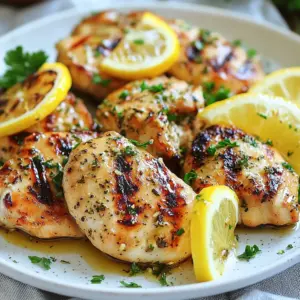 - Chicken - 4 boneless, skinless chicken breasts - Marinade Components - 3 lemons (zested and juiced) - 1/4 cup extra virgin olive oil - 4 cloves garlic, minced - 1 tablespoon dried oregano - 1 teaspoon salt - 1 teaspoon freshly ground black pepper - 1/2 teaspoon red pepper flakes (optional for heat) - Garnishing Elements - 1/4 cup fresh parsley, finely chopped (for garnish) - Additional lemon slices (for garnish) The key to this dish is the balance of fresh flavors. The lemons give a bright taste, while the garlic and oregano add depth. Olive oil keeps the chicken juicy and enhances the marinade. Each ingredient plays a role in making the chicken delicious. Using fresh herbs like parsley adds a nice pop of color and flavor. Lemon slices not only look great but also give extra zest when served. Choose high-quality olive oil for the best taste. This dish is all about simple, fresh ingredients that shine. {{ingredient_image_2}} Preparing the Marinade Start with a large bowl. Whisk together juice and zest from three lemons. Add 1/4 cup of olive oil, 4 minced garlic cloves, 1 tablespoon of oregano, 1 teaspoon of salt, and black pepper. For a kick, mix in 1/2 teaspoon of red pepper flakes. Coating the Chicken Add 4 boneless, skinless chicken breasts to the bowl. Use your hands to coat each piece well. Make sure every inch gets the marinade. This step is key for flavor. Refrigeration Time Cover the bowl with plastic wrap. Let it sit in the fridge for at least 30 minutes. For deeper flavor, you can marinate it for up to 2 hours. Preheating the Grill Heat your grill to medium-high. This temperature helps get nice grill marks. A hot grill is vital for great chicken. Cooking Instructions Remove the chicken from the marinade. Let excess marinade drip off. Place the chicken on the grill. Cook for 6-7 minutes on one side. Flip it over and grill for another 6-7 minutes. Checking Doneness Use a meat thermometer to check if the chicken is done. The internal temperature should reach 165&deg;F (75&deg;C). The outside should be charred and have grill marks. Resting Time After grilling, transfer the chicken to a cutting board. Allow it to rest for 5 minutes. This step keeps the chicken juicy. Presentation Tips Slice the chicken into generous pieces. Serve it warm on a large platter. Garnish with freshly chopped parsley and lemon slices. This adds color and freshness to your dish. Enhancing Flavor To make the marinade pop, use fresh ingredients. Fresh lemons are key. The zest adds a strong citrus taste. Use high-quality olive oil for richness. Garlic gives a nice kick. Dried oregano brings depth. Add salt and pepper for balance. If you want heat, toss in red pepper flakes. Let the chicken soak in this mix for at least 30 minutes. If you have time, two hours is even better. Alternative Ingredients You can swap ingredients to suit your taste. Try using lime juice instead of lemon for a twist. Fresh herbs like thyme or rosemary can replace oregano. For a creamier marinade, mix in some yogurt. This will give you a tangy flavor. Experiment with different spices like cumin or coriander to find what you love. Tips for Getting Grill Marks To get those perfect grill marks, start with a hot grill. A medium-high heat is best. Make sure to oil the grill grates lightly. Place the chicken on the grill and don&rsquo;t move it for the first few minutes. This helps the marks form. After 6-7 minutes, flip the chicken gently. You&rsquo;ll see beautiful char lines on both sides. Avoiding Dry Chicken To keep your chicken juicy, don&rsquo;t overcook it. Use a meat thermometer to check the internal temperature. It should reach 165&deg;F (75&deg;C). Rest the chicken for five minutes after grilling. This allows the juices to settle back into the meat. Slice it right before serving to keep it moist and tasty. Pro Tips Marinate Longer for More Flavor: For the best results, marinate the chicken for at least 2 hours or even overnight. This allows the flavors to deeply penetrate the meat, enhancing its taste. Use a Meat Thermometer: To ensure your chicken is cooked perfectly, use a meat thermometer. The internal temperature should reach 165&deg;F (75&deg;C) for safe consumption. Let it Rest: After grilling, let the chicken rest for 5 minutes before slicing. This helps the juices redistribute throughout the meat, keeping it moist and flavorful. Add Fresh Herbs: Enhance the dish by incorporating fresh herbs like thyme or dill into the marinade for an extra layer of flavor that complements the lemon and garlic beautifully. {{image_4}} You can cook Greek lemon chicken in different ways. If you want to bake it, here&rsquo;s how. Oven-Baked Greek Lemon Chicken: 1. Preheat the oven to 400&deg;F (200&deg;C). 2. Place the marinated chicken in a baking dish. 3. Bake for 25-30 minutes. Check that the chicken reaches 165&deg;F (75&deg;C). 4. The chicken will be juicy and full of flavor. Skillet Cooking Options: 1. Heat a skillet over medium heat with olive oil. 2. Add the marinated chicken and cook for 6-7 minutes on each side. 3. Look for a nice golden brown color. The chicken should be safe at 165&deg;F (75&deg;C). You can also make Greek lemon chicken your own with some extra flavors. Adding Herbs and Spices: 1. Consider fresh herbs like thyme or rosemary for extra taste. 2. Add a pinch of cumin or coriander for warmth. 3. You might try fresh basil for a sweet note. Incorporating Vegetables: 1. Slice bell peppers or zucchini to grill alongside the chicken. 2. Toss in cherry tomatoes for a burst of color and flavor. 3. This adds nutrition and makes your dish more vibrant. After you cook the Greek lemon chicken, let it cool to room temperature. Place it in an airtight container. This keeps the chicken fresh. You can store it in the fridge for up to four days. For best results, slice the chicken before storing. This helps it cool faster and makes it easier to reheat. If you have leftover marinade, do not mix it with the cooked chicken. Always discard used marinade to avoid contamination. You can freeze Greek lemon chicken for longer storage. First, let the cooked chicken cool completely. Wrap each piece tightly in plastic wrap. Then place the wrapped chicken in a freezer bag. Remove as much air as possible before sealing. This prevents freezer burn. You can freeze it for up to three months. To thaw, move the chicken from the freezer to the fridge for several hours or overnight. This keeps it safe and helps maintain its flavor and texture. If you need it faster, you can use the microwave. Just be careful to not cook it in the microwave while thawing. Enjoy your delicious Greek lemon chicken anytime! You should marinate the chicken for at least 30 minutes. This gives the chicken time to soak up the flavors. If you have more time, marinate it for up to 2 hours. The longer it sits, the more zesty it becomes. Just make sure to keep it in the fridge while it marinates. Yes, you can use bone-in chicken for this recipe. Bone-in chicken can add more flavor and moisture. Just adjust the cooking time to ensure it cooks through. Use a meat thermometer to check if it reaches 165&deg;F (75&deg;C) at the thickest part. Greek Lemon Chicken goes well with many sides. Here are some tasty options: - Greek salad with tomatoes, cucumbers, and feta - Roasted vegetables, like zucchini and bell peppers - Lemon rice or couscous for a light touch - Pita bread with tzatziki sauce for dipping These sides balance the flavors and make a full meal. In this post, we explored how to make Greek Lemon Chicken. First, we listed key ingredients, including chicken and marinade components. Then, we outlined steps for marinating, grilling, and serving the dish. I shared tips for enhancing flavor and avoiding dry chicken. You can also try different cooking methods and flavor variations. Finally, we covered storage tips for leftovers. Greek Lemon Chicken is simple and tasty. Now you can enjoy a delicious meal!