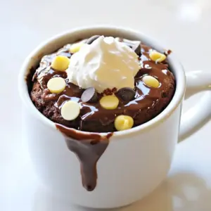 To make a delicious Triple Chocolate Mug Cake, you need a few simple ingredients. Here&rsquo;s the list: - 4 tablespoons all-purpose flour - 4 tablespoons granulated sugar - 2 tablespoons unsweetened cocoa powder - 1/8 teaspoon baking powder - 1/8 teaspoon salt - 3 tablespoons milk (use dairy or non-dairy) - 2 tablespoons vegetable oil - 1/4 teaspoon pure vanilla extract - 2 tablespoons semi-sweet chocolate chips - 2 tablespoons white chocolate chips - Optional: whipped cream or ice cream for serving These ingredients create a rich and moist cake. If you have allergies or preferences, you can make some easy swaps: - Use gluten-free flour instead of all-purpose flour. - Replace granulated sugar with a sugar substitute if needed. - For non-dairy milk, try almond, soy, or oat milk. With this simple list, you can whip up a tasty mug cake in no time! {{ingredient_image_2}} 1. Start with a microwave-safe mug. It should hold about 12 oz. 2. Add these dry ingredients to the mug: - 4 tablespoons all-purpose flour - 4 tablespoons granulated sugar - 2 tablespoons unsweetened cocoa powder - 1/8 teaspoon baking powder - 1/8 teaspoon salt 3. Mix the dry ingredients well. Use a fork or a small whisk to break up any lumps. 4. Now, pour in the wet ingredients: - 3 tablespoons milk (you can use dairy or non-dairy) - 2 tablespoons vegetable oil - 1/4 teaspoon pure vanilla extract 5. Stir these together until you have a smooth batter. Make sure there are no clumps left. 6. Next, fold in the chocolate chips: - 2 tablespoons semi-sweet chocolate chips - 2 tablespoons white chocolate chips 7. Mix gently so the chips spread evenly throughout the batter. 1. Place the mug in the microwave and cook on high for 1 minute and 30 seconds. 2. Keep an eye on it as it cooks. Cooking times can change based on your microwave wattage. 3. If the cake is not fully risen or still gooey, cook it in 10-15 second bursts until set. A toothpick should come out clean when inserted. 1. Carefully remove the mug from the microwave; it will be hot! 2. Let the cake cool for about one to two minutes. This helps it set. 3. For a tasty finish, top with a dollop of whipped cream or a scoop of your favorite ice cream. 4. For a fancy touch, sprinkle chocolate shavings or drizzle chocolate syrup on top before serving. Enjoy! Mixing is key to a great mug cake. Start by blending the dry ingredients well. This helps avoid lumps. Use a whisk or fork to mix them thoroughly. Once everything is combined, it should look smooth. If you like your cake gooey, cook it less. For a more cake-like texture, add a few extra seconds. Every microwave is different, so keep an eye on it. You want a nice rise but not a dry cake. Add more fun to your mug cake with toppings. Whipped cream or a scoop of ice cream makes it special. You can also sprinkle some chocolate shavings on top. Want to mix things up? Try adding a pinch of espresso for a coffee flavor. You can also use spices like cinnamon or nutmeg. These add warmth and depth to your cake. Pro Tips Choose the Right Mug: Opt for a microwave-safe mug that holds at least 12 oz to prevent overflowing during cooking. Mixing Technique: Ensure your batter is well-mixed but don&rsquo;t overmix, as this can lead to a denser cake. Watch the Cooking Time: Microwave wattages vary, so check your mug cake at the 1 minute mark to avoid overcooking. Customizable Toppings: Experiment with different toppings like nuts, caramel sauce, or fresh berries for a unique twist. {{image_4}} You can switch up the chocolate in this mug cake. Try dark chocolate chips for a rich taste. Mint chocolate chips add a fresh twist. You could also use caramel chips for added sweetness. Mixing in these options makes each bite unique and fun. You can also replace the semi-sweet and white chocolate chips with your favorites. Think about peanut butter chips or even butterscotch chips. Each choice brings new flavors to your mug cake. Experimenting with different combinations keeps it exciting! If you follow a vegan diet, you can change a few ingredients. Use almond milk or oat milk instead of regular milk. Replace vegetable oil with coconut oil. Use vegan chocolate chips to keep it plant-based and tasty. For gluten-free needs, swap all-purpose flour with a gluten-free blend. Make sure to check that your chocolate chips are gluten-free too. This way, everyone can enjoy this delicious treat. If you're watching your sugar intake, try using a sugar substitute. Coconut sugar or stevia can work well in this recipe. Just remember to adjust the amount based on the substitute you choose. Enjoy your treat without the guilt! If you do not eat your mug cake right away, you can save it. Let it cool completely. Then, cover it with plastic wrap or put it in an airtight container. Store it in the fridge for up to two days. When you are ready to eat it, heat it in the microwave for about 10-15 seconds. This will help keep the texture soft. Be careful not to overheat it, or it may dry out. Look for signs that your mug cake has spoiled. If it smells sour or looks moldy, throw it away. Overcooking can make the cake dry and hard. You want a nice, moist texture. It&rsquo;s best to eat your mug cake within two days for the best taste. Enjoying it fresh will give you the ultimate chocolate experience. Can I make this recipe in a regular cake pan? Yes, you can! Just multiply the ingredients by how many servings you want. Bake it in a preheated oven at 350&deg;F (175&deg;C) for about 20-25 minutes. Check with a toothpick to see if it&rsquo;s done. How can I alter the recipe for multiple servings? To make more servings, use a larger bowl. Multiply all the ingredients by the number of cups you want. You can bake it in a pan instead of a mug. What should I do if my mug cake overflows in the microwave? If it overflows, stop the microwave right away. Clean up the mess and check your mug size. Use a larger mug next time. What to do if my cake is undercooked/overcooked? If it&rsquo;s undercooked, put it back in the microwave for 10-15 seconds. For overcooked cake, try cooking it for less time next time. Every microwave is different. How can I achieve a lighter texture? To get a lighter cake, mix the batter gently. Avoid overmixing. You can also add a bit more baking powder. This helps the cake rise better. In this blog post, we covered how to make a delicious mug cake from start to finish. We explored ingredient choices, step-by-step instructions, and tips to enhance your treat. I shared ways to personalize your cake, storage advice, and answered common questions. Mug cakes are fun and quick, fitting any taste. Use this guide to create your favorite version with ease. Remember, cooking is about experimenting and enjoying the process. Enjoy your baking!