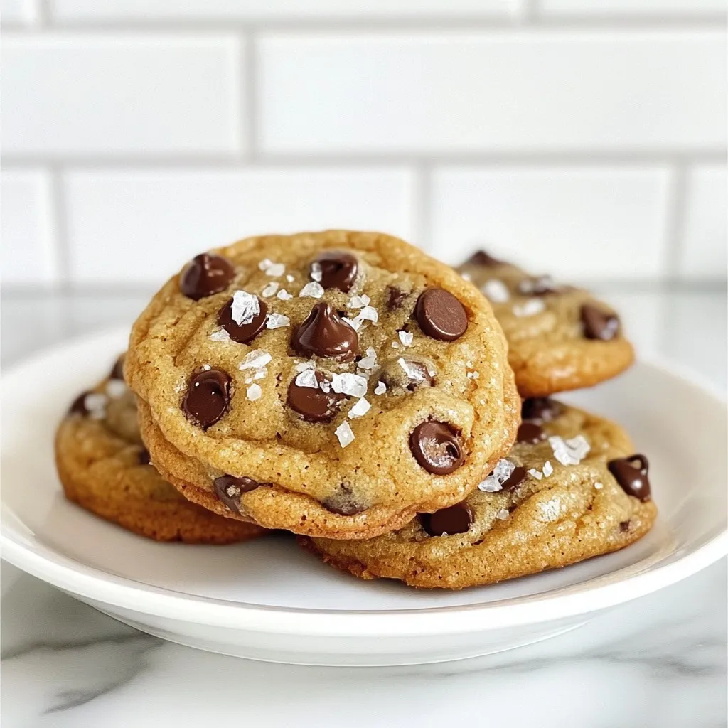- 1 cup unsalted butter, softened to room temperature - 3/4 cup packed brown sugar - 1/4 cup granulated sugar - 1 large egg, at room temperature - 1 teaspoon pure vanilla extract - 2 cups all-purpose flour - 1/2 teaspoon baking soda - 1/4 teaspoon fine sea salt - 1 1/2 cups chocolate chips (a mix of dark and milk chocolate) - 1/2 cup chopped pecans (optional for a delightful crunch) - Flaky sea salt for garnishing To make the perfect bakery-style chocolate chip cookies, you need quality ingredients. Use unsalted butter to control the salt level. Brown sugar offers richness and moisture. The egg binds it all together, while vanilla adds a warm flavor. Flour gives structure, and baking soda helps the cookies rise. Fine sea salt balances the sweetness. For the chocolate, a mix of dark and milk gives a great taste. If you want a crunchy twist, add pecans. You can skip them if you prefer plain cookies. For a final touch, sprinkle flaky sea salt on top. This enhances the flavor and makes the cookies look beautiful. {{ingredient_image_2}} - Creaming the butter and sugars Start by softening your butter at room temperature. In a large bowl, mix the butter, brown sugar, and granulated sugar. Use an electric mixer on medium speed until the mix is fluffy and light. This step adds air, which helps your cookies rise. - Mixing in the egg and vanilla Next, add the room temperature egg and the vanilla extract. Keep mixing until the batter is smooth. This helps to bind the dough and adds flavor. - Combining dry ingredients In a different bowl, whisk together the flour, baking soda, and fine sea salt. Make sure these dry ingredients are well-mixed. Gradually add them to the wet mix. Stir gently to combine. Do not over-mix! This keeps your cookies soft and chewy. - Portioning the dough Use a cookie scoop or a tablespoon to form rounded balls of dough. Place them on a lined baking sheet, about 2 inches apart. This space allows the cookies to spread while baking. - Baking time and temperature Preheat your oven to 350°F (175°C). Bake the cookies for 10-12 minutes. They should be lightly golden on the edges and still soft in the center. Remember, they will continue to cook a bit after you take them out. - Cooling process after baking After baking, let the cookies rest on the baking sheet for 5 minutes. This helps them set. Then, transfer them to a wire rack to cool completely. Enjoy the gooey chocolate centers! To get the right texture, do not over-mix the dough. Over-mixing can make your cookies tough. When you mix the flour in, stop as soon as you see no dry flour. This keeps the dough light and airy. For bakery-style chewiness, use the right butter. Make sure it is softened, not melted. This helps the cookies rise and stay soft inside. You can also chill the dough for 30 minutes before baking. This step helps them hold their shape. Using quality chocolate makes a big difference. Choose a mix of dark and milk chocolate chips. This gives a rich taste that everyone loves. You can also try using chopped chocolate bars for bigger chunks. Experiment with nuts for texture. Chopped pecans add a nice crunch. If you want a twist, try walnuts or macadamia nuts. Adding flaky sea salt on top boosts flavor. It enhances the sweetness and makes each bite special. Pro Tips Chill the Dough: For even better flavor and texture, chill the cookie dough in the refrigerator for about 30 minutes before baking. This helps to prevent spreading and enhances the overall taste. Mixing Technique: When combining the wet and dry ingredients, mix just until incorporated. Overmixing can lead to tougher cookies, so stop as soon as you see no dry flour. Use Quality Chocolate: Opt for high-quality chocolate chips for a richer taste. Dark chocolate paired with milk chocolate provides delightful complexity and balance in flavor. Serving Suggestion: For a delightful experience, serve the cookies warm with a scoop of vanilla ice cream on top. The warm cookies will melt the ice cream slightly, creating a delicious dessert. {{image_4}} Do you want to change up the chocolate chips in your cookies? You can! Here are some fun ideas: - White chocolate chips add a sweet twist. - Butterscotch chips offer a rich, buttery flavor. - Feel free to mix in dried fruits like cranberries or raisins for extra sweetness. - You can also add seeds like sunflower or pumpkin for a healthy crunch. These options let you create your own unique cookie. You can enjoy different flavors each time you bake! If you want to make gluten-free cookies, it’s easy! Here’s how: - Replace all-purpose flour with gluten-free flour blends. Look for ones made for baking. - You may need to add more binding agents like xanthan gum. This helps create the right texture. - Bake the cookies for a minute or two longer. Gluten-free dough can be softer and may need extra time. With these changes, you can enjoy delicious, gluten-free chocolate chip cookies, too! To keep your chocolate chip cookies fresh, follow these tips: - Cool completely: Let cookies cool on a wire rack first. - Airtight containers: Use airtight containers to prevent air from getting in. - Layer with parchment: Place parchment paper between layers to avoid sticking. - Room temperature: Store cookies at room temperature for best taste. Freezing is a great way to enjoy cookies later. - Freezing cookie dough: Scoop dough balls onto a baking sheet. Freeze them until firm, then transfer to a freezer bag. You can keep them for up to three months. - Baking from frozen: Bake directly from the freezer. Just add an extra minute or two to the baking time. - Freezing baked cookies: Cool completely, then wrap cookies tightly in plastic wrap. Place them in a zip-top bag and freeze. They can last up to three months too. - Thawing: To thaw, leave cookies at room temperature for 30 minutes. Enjoy them soft and chewy! You can replace brown sugar with granulated sugar. Use the same amount. Your cookies will be less chewy but still tasty. You might want to add a touch of molasses. This gives the cookies a bit of that brown sugar flavor. Mix it in well to keep your dough moist. Yes, you can use margarine instead of butter. Use the same amount as the recipe calls for. Cookies may have a softer texture. The flavor may change slightly but should still be good. If you want that rich taste, look for margarine with a high-fat content. If your dough is too dry, add a splash of milk or water. Mix it in slowly until it feels right. If the dough is too wet, add a little more flour, one tablespoon at a time. This helps balance the moisture. Always mix lightly and check the dough’s feel. This article covers everything you need to know about baking cookies. We discussed ingredients and exact measurements, so you can customize your treats. I shared easy, step-by-step instructions, plus tips to get the best texture and flavor. You now have ideas for creative variations and storage methods for fresh cookies. Remember, baking cookies is both fun and rewarding. Experiment with flavors and techniques. Enjoy your delicious treats, knowing you made them from scratch!