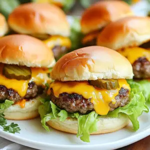 To make these gooey cheeseburger sliders, you will need simple ingredients. Here&rsquo;s what to gather: - 1 lb ground beef - 1 teaspoon garlic powder - 1 teaspoon onion powder - Salt and freshly ground black pepper to taste - 8 small slider buns - 8 slices of sharp cheddar cheese - 1/2 cup mayonnaise - 2 tablespoons ketchup - 2 tablespoons mustard - 1 small pickle, finely chopped (optional) - Fresh crispy lettuce leaves Each ingredient plays a key role. The ground beef gives the sliders their main flavor. Garlic and onion powders add depth. Salt and pepper enhance the taste. The slider buns hold everything together. Sharp cheddar cheese adds that gooey goodness we crave. Mayonnaise, ketchup, mustard, and pickles create a tasty sauce. Lastly, fresh lettuce adds a nice crunch. This mix of flavors makes every bite a delight. When you gather these ingredients, you set yourself up for a fun cooking experience. {{ingredient_image_2}} First, set your oven to 350&deg;F (175&deg;C). This step is key for making sure the sliders bake just right. In a large bowl, mix together 1 lb of ground beef, 1 teaspoon of garlic powder, and 1 teaspoon of onion powder. Add salt and pepper to taste. Use your hands to blend the meat gently. Don&rsquo;t overwork it, as you want the patties to stay tender. Next, divide the meat into 8 equal pieces. Roll each piece into a small patty, about 1/2 inch thick. Press your thumb into the center of each patty to help them cook flat. Heat a bit of oil in a skillet over medium-high heat. Once hot, add the patties. Cook them for about 3-4 minutes per side. When they are almost done, place a slice of cheddar cheese on each patty. Cover the skillet to melt the cheese. While the patties cook, cut the slider buns in half. In a separate bowl, mix 1/2 cup of mayonnaise, 2 tablespoons of ketchup, and 2 tablespoons of mustard. You can add the chopped pickle for extra flavor. Spread a layer of your sauce on the bottom half of each bun. Place a warm cheeseburger patty on top. Add a fresh lettuce leaf, then cap it with the top half of the bun. Arrange the assembled sliders on a baking sheet. Put them in the oven and bake for about 5-7 minutes. You want the buns to toast and turn golden brown. Take the sliders out of the oven and let them cool for a couple of minutes. Serve them warm and enjoy the gooey cheeseburger goodness. To make juicy patties, choose 80/20 ground beef. This mix has enough fat for flavor. Mix the beef with garlic and onion powder, salt, and pepper. Do not overwork the meat; this keeps it tender. Form small patties, about 1/2 inch thick. Press your thumb in the center of each patty. This helps them cook evenly and stay flat. To get gooey cheese, use sharp cheddar. Add the cheese on the patties during the last minute of cooking. Cover the skillet with a lid. The steam will melt the cheese perfectly. If you want a fun twist, try using a mix of cheeses. Options like pepper jack or gouda can add a unique flavor. For a tasty sauce, mix mayonnaise, ketchup, and mustard. Add finely chopped pickles for a crunch. This simple sauce adds great flavor to the sliders. Spread it generously on the bun. You can also try adding a dash of hot sauce for some heat. To make your sliders look great, use a nice platter. Stack the sliders neatly on it. Serve with crispy fries or sweet potato wedges on the side. Adding a small bowl of extra pickles can also impress your guests. Doing this makes the meal fun and appealing. Pro Tips Rest the Meat: Allow the ground beef to sit at room temperature for about 15 minutes before mixing. This helps the fat distribute evenly, resulting in juicier patties. Cheese Variations: Experiment with different types of cheese such as pepper jack or gouda for a unique flavor twist. Slider Size Matters: Make sure to keep the patties a bit smaller than the buns since they will shrink while cooking. This ensures the perfect bite size. Keep It Warm: Cover the assembled sliders with aluminum foil after baking to keep them warm until serving, preserving that gooey cheesiness. {{image_4}} You can switch up the cheese for fun flavors. Try pepper jack for a spicy kick. Swiss cheese melts well and adds a nutty taste. For a rich touch, go with gouda. Mix cheeses for a unique blend. Your sliders can be a cheese lover's dream! You don&rsquo;t need a skillet to cook these sliders. You can grill them outdoors for a smoky flavor. A broiler can also work&mdash;just watch them closely. Baking is easy and gives even results. Use an air fryer for a quick, crispy finish. Each method brings a new twist to your sliders. The toppings can change the whole slider game. Classic toppings like pickles and lettuce are a must. For heat, add jalape&ntilde;os or hot sauce. You can also try saut&eacute;ed onions or mushrooms. For a fresh taste, use tomatoes and avocado. Your sliders can be as simple or fancy as you like! You can keep your gooey cheeseburger sliders in the fridge. Place the sliders in an airtight container. They stay fresh for up to three days. If you want to keep them longer, freezing is best. To freeze your sliders, wrap each one tightly in plastic wrap. Then, place them in a freezer bag. They can last for up to three months in the freezer. When you are ready to eat, just thaw them in the fridge overnight. To reheat the sliders, use an oven for the best taste. Preheat your oven to 350&deg;F (175&deg;C). Place the sliders on a baking sheet. Heat them for about 10-15 minutes until warm and gooey again. You can also use a microwave, but they might lose some crispiness. Enjoy your tasty sliders! You can use an oven to cook sliders. Form your patties and place them on a baking sheet. Bake them at 350&deg;F (175&deg;C) for about 15-20 minutes. This method keeps them juicy and allows you to make many sliders at once. Yes, you can use ground turkey or chicken. These meats are leaner, so add some oil or moisture. Mix in a bit of extra seasoning to keep the flavor rich. The cooking time may change, so check for doneness. Crispy fries are a classic choice. Sweet potato wedges also pair well. You can add a fresh salad or coleslaw for a crunchy side. These sides balance the richness of the sliders nicely. Add chopped jalape&ntilde;os to the meat mix for heat. You can also use spicy mustard or hot sauce in your sauce. For extra kick, use pepper jack cheese instead of cheddar. Adjust the spice to your taste. Store leftover sliders in an airtight container in the fridge. They stay fresh for about 3 days. For longer storage, wrap them tightly and freeze. To reheat, use the oven or microwave until warm. You now have a simple guide to making delicious cheeseburger sliders. We covered ingredients, steps, and tips. Remember to keep your patties juicy and experiment with toppings! You can also try different cheeses or cooking methods. Lastly, don&rsquo;t forget to store extras properly. Now, go ahead and enjoy your sliders with friends and family! Cooking should be fun and tasty.