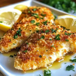 To create your Copycat Parmesan Crusted Chicken, you will need: - 4 boneless, skinless chicken breasts - 1 cup grated Parmesan cheese - 1 cup panko breadcrumbs - 1 teaspoon garlic powder - 1 teaspoon onion powder - 1 teaspoon dried Italian herbs - 1/2 teaspoon black pepper - 1/2 teaspoon salt - 1/2 cup all-purpose flour - 2 large eggs - 2 tablespoons Dijon mustard - Cooking spray or olive oil You'll need a few basic tools: - A baking sheet lined with parchment paper - Shallow bowls for breading - A whisk for mixing eggs and mustard - Tongs for handling chicken If you need to swap ingredients, here are some ideas: - Use chicken thighs instead of breasts for more flavor and moisture. - Substitute regular breadcrumbs for panko if needed, but the texture may change. - For a dairy-free option, try nutritional yeast instead of Parmesan. - If you want less salt, use low-sodium versions of your seasonings. - Replace Dijon mustard with yellow mustard if that's what you have. {{ingredient_image_2}} Start by preheating your oven to 400&deg;F (200&deg;C). This step is key for even cooking. While the oven warms up, line a baking sheet with parchment paper. This will keep the chicken from sticking and make cleanup easier. Now, let&rsquo;s set up your breading station. In one shallow dish, pour in the all-purpose flour. This will help the egg stick to the chicken. In a second bowl, beat two large eggs with two tablespoons of Dijon mustard until smooth. In another bowl, mix grated Parmesan cheese, panko breadcrumbs, garlic powder, onion powder, dried Italian herbs, black pepper, and salt. Make sure everything is well combined for a tasty coating. Take a chicken breast and dredge it in the flour. Shake off any extra flour. This step helps the egg mix stick better. Next, dip the flour-coated chicken into the egg mixture, letting any excess drip off. Finally, press the chicken into the Parmesan-panko mix. Make sure it&rsquo;s covered on both sides. Place the breaded chicken on your prepared baking sheet. Repeat this process for all chicken breasts. Once done, lightly spray or drizzle the tops with cooking spray or olive oil. This will help them turn golden and crispy while baking. Bake for 25-30 minutes until the chicken reaches 165&deg;F (74&deg;C) inside. The coating should look golden and crunchy. Let the chicken rest for about 5 minutes before serving. This keeps it juicy and delicious. To get that crunchy, golden crust, use panko breadcrumbs. They create a light and airy texture. Ensure you coat the chicken well in the Parmesan-panko mix. Lightly spray the top with cooking spray or drizzle olive oil before baking. This step helps the coating crisp up nicely in the oven. Bake at 400&deg;F (200&deg;C) for 25-30 minutes for the best results. Juicy chicken comes from proper cooking and resting. Bake until the chicken reaches 165&deg;F (74&deg;C) inside. Use a meat thermometer to check the temperature. Let the chicken rest for 5 minutes after baking. This allows the juices to settle, keeping the meat moist and tender. For a great presentation, serve on a rustic wooden board. You can also use a clean white plate to highlight the colors. Garnish with freshly chopped parsley for a nice touch. Adding lemon wedges on the side gives a bright flavor boost. Pair with a simple salad or roasted veggies for a complete meal. Pro Tips Use Fresh Herbs: Fresh herbs can enhance the flavor of your chicken. If you have access to fresh oregano, basil, or thyme, consider using them instead of dried for a more vibrant taste. Keep the Chicken Cold: For an extra crispy coating, keep the breaded chicken in the refrigerator for about 15 minutes before baking. This helps the breading adhere better during cooking. Check the Temperature: Always use a meat thermometer to ensure your chicken is cooked to the safe internal temperature of 165&deg;F (74&deg;C). This guarantees juiciness and safety. Experiment with Cheese: While Parmesan cheese gives a great flavor, you can mix in other cheeses like cheddar or mozzarella for a unique twist on the classic coating. {{image_4}} You can easily change the flavor of this dish. Try adding different herbs or cheeses. For a fresh taste, use parsley or rosemary. You might also add crushed red pepper for a kick. Swap Parmesan with mozzarella or cheddar for a new twist. Mixing cheeses can create a rich, tasty crust. If you need a gluten-free meal, use gluten-free breadcrumbs instead of panko. Make sure the flour is also gluten-free. Almond flour works well too. For added flavor, mix in some grated Parmesan with the gluten-free breadcrumbs. This keeps the dish crunchy and delicious. Want to spice things up? Add cayenne pepper or chili powder to the breadcrumb mix. You can also mix in some hot sauce with the egg mixture. This will give your chicken a nice heat. Think about serving with a cooling dip like ranch or sour cream. This combo will please anyone who loves heat! To store leftovers, let the chicken cool first. Place it in an airtight container. Keep it in the fridge for up to three days. Make sure to cover it well to keep it fresh. If you used a lot of sauce, store it separately. This helps keep the chicken crispy longer. Reheat the chicken in the oven for the best results. Preheat the oven to 350&deg;F (175&deg;C). Place the chicken on a baking sheet. Cover it loosely with foil to avoid drying out. Heat for about 15-20 minutes or until warm. You can also use the microwave. Just make sure to use a microwave-safe dish. Heat it in short bursts, checking often to avoid overcooking. Freezing is a great way to save your chicken for later. First, let it cool completely. Wrap each piece in plastic wrap tightly. Then place them in a freezer bag. This helps prevent freezer burn. You can freeze it for up to three months. When ready to use, thaw it overnight in the fridge. Reheat as mentioned above for a tasty meal again. Yes, you can use chicken thighs instead of breasts. Thighs offer more fat, which makes them juicy. They also add a deeper flavor to the dish. Just ensure you adjust the cooking time. Thighs may take a bit longer to cook through. Many sides complement Parmesan Crusted Chicken. Here are some great options: - Roasted vegetables: Carrots, broccoli, or Brussels sprouts work well. - Mashed potatoes: Creamy and buttery, they balance the crispy chicken. - Caesar salad: The crisp greens and tangy dressing match perfectly. - Garlic bread: A great way to soak up juices from the chicken. Check the chicken's internal temperature to ensure it is safe to eat. It should reach 165&deg;F (74&deg;C). You can use a meat thermometer for this. If you don't have one, look for clear juices when you cut into it. The meat should not be pink inside. We covered the key parts of making Parmesan crusted chicken. You learned about the best ingredients, how to set up your breading station, and ensure your chicken is crispy and juicy. You'll remember tips for fun variations and how to store leftovers. In cooking, it&rsquo;s all about trying new things. Enjoy your time in the kitchen, and have fun with your meals! You can make this dish your own. Happy cooking!