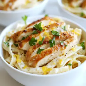 Here&rsquo;s what you need for Dairy-Free Creamy Chicken Alfredo: - 2 boneless, skinless chicken breasts - 8 oz gluten-free fettuccine pasta - 1 cup raw cashews (soaked for at least 4 hours) - 1 cup vegetable broth - 1 tablespoon nutritional yeast - 2 tablespoons olive oil - 3 garlic cloves, minced - 1 teaspoon onion powder - 1 teaspoon Italian seasoning - Salt and pepper to taste - Fresh parsley, chopped for garnish - Lemon zest (optional, for extra brightness) Each ingredient plays a key role in this dish. The chicken gives protein and heartiness. Gluten-free fettuccine makes it friendly for everyone. Soaked cashews create the creamy base without dairy. Vegetable broth adds depth to the flavor. Nutritional yeast brings a cheesy taste. Olive oil enhances richness while garlic and onion powder boost the aroma. Italian seasoning adds warmth and depth. Salt and pepper balance the taste. Fresh parsley brightens the look and flavor, while lemon zest can add a fresh twist if you want. This combination provides both taste and nutrition, making it satisfying and delicious! {{ingredient_image_2}} First, season the chicken breasts with salt, pepper, and Italian seasoning. I love to use enough seasoning to cover both sides well. Heat one tablespoon of olive oil in a skillet over medium heat. Once hot, add the chicken. Cook for 6 to 7 minutes on each side. The chicken should be golden brown and fully cooked. After that, transfer the chicken to a plate. Let it rest for a few minutes, then slice it into bite-sized strips. Next, bring a large pot of salted water to a rolling boil. Once boiling, add the gluten-free fettuccine pasta. Cook the pasta according to the package instructions. I usually aim for al dente, which is firm but cooked. Just before you drain the pasta, remember to reserve half a cup of the starchy pasta water. After reserving, drain the fettuccine well and set it aside in the pot. While the pasta cooks, let&rsquo;s make the creamy sauce. In a high-speed blender, combine the soaked raw cashews, vegetable broth, nutritional yeast, minced garlic, onion powder, and a pinch of salt and pepper. Blend everything on high speed until smooth and creamy. If the sauce is too thick for your taste, add small amounts of the reserved pasta water. Blend again until you reach your preferred thickness. Now, return the drained fettuccine to the same pot. Pour the creamy cashew sauce over the pasta. Gently toss everything together over low heat. This helps the sauce coat the noodles evenly. If you find the sauce is still too thick, keep adding reserved pasta water a little at a time until the pasta is silky. Take the rested chicken breasts and slice them into strips. Arrange the chicken slices over the creamy pasta. For a lovely finish, sprinkle freshly chopped parsley on top. You can also add a touch of lemon zest for extra brightness if you like. Serve warm and enjoy this delightful, creamy, dairy-free dish! Soaking cashews is key for a smooth sauce. This softens them and makes blending easy. I recommend soaking them for at least four hours. If you're in a hurry, try hot water to speed it up. When making the sauce, using reserved pasta water is a game changer. This starchy water adds creaminess. Start by adding a little at a time until you reach the perfect texture. It helps your sauce cling to the pasta better. To keep chicken juicy, cook it over medium heat. Season well with salt, pepper, and Italian seasoning before cooking. Don't rush it; cook each side for about six to seven minutes. Let it rest after cooking. This keeps the juices inside. If you want to switch things up, try grilling or baking the chicken. Grilling adds a nice smokiness. Baking can be easier since you can cook a larger batch at once. Adding herbs and spices can elevate your dish. Fresh parsley adds color and a burst of flavor. You might also consider basil or thyme for a different twist. Pairing the pasta with vegetables boosts nutrition and flavor. Try adding steamed broccoli, spinach, or peas. These veggies blend well and add a nice crunch. Experiment with what you love! Pro Tips Soak Cashews Properly: Make sure to soak the cashews for at least 4 hours to achieve a smooth and creamy sauce. This softens the nuts, making them easier to blend into a velvety texture. Perfect Pasta Cooking: Always add a generous amount of salt to the boiling water when cooking pasta. This enhances the pasta's flavor and ensures it&rsquo;s not bland. Adjust Sauce Consistency: If you find the sauce too thick after blending, gradually add reserved pasta water until you reach your desired creaminess. It should cling to the pasta without being runny. Garnish for Freshness: Adding fresh parsley and a hint of lemon zest right before serving not only brightens the dish but also adds a fresh flavor that complements the creamy sauce beautifully. {{image_4}} You can swap chicken for many great plant-based options. Tofu works well and absorbs flavor nicely. Tempeh is another option; it has a firmer texture and packs protein. If you prefer fish, salmon or shrimp can add a tasty twist. For other meats, you can use turkey or pork. Both add a unique taste and pair well with creamy sauces. Just remember to adjust cooking times as needed. If you need gluten-free pasta, try brown rice or chickpea pasta. Both hold up well and taste great. Another option is zucchini noodles or spaghetti squash for a lighter meal. For other gluten-free ingredients, check labels on store-bought items. Many sauces and seasonings are gluten-free. You can also make your own! To boost flavor, try adding different dairy-free cheeses. Nutritional yeast gives a cheesy taste, while cashew cheese adds creaminess. Vegan cream cheese or almond cheese can also work. Incorporating seasonal vegetables can brighten the dish. Think spinach, asparagus, or peas for spring. In fall, roasted butternut squash adds sweetness. Mixing in vegetables not only enhances taste, but adds nutrition too. To keep your Dairy-Free Creamy Chicken Alfredo fresh, place it in an airtight container. Refrigerate it within two hours of cooking. This helps prevent bacteria growth. The dish will stay good for up to three days. If you want to store it longer, consider freezing. For freezing, let the dish cool completely. Then, divide it into meal-sized portions. Use freezer-safe containers or bags. Remove as much air as possible to avoid freezer burn. This way, you can enjoy it later without losing flavor. When you reheat your Alfredo, keep it creamy. You can use a skillet or microwave. If using a skillet, add a splash of vegetable broth or reserved pasta water. Heat over low heat, stirring gently. This will help bring back the creaminess. If you choose the microwave, place the dish in a microwave-safe bowl. Add a bit of broth or water. Cover it with a lid or microwave-safe wrap to trap steam. Heat in short bursts, stirring between each burst. This ensures even heating and keeps your dish tasty. Serve your leftovers warm, and enjoy the delicious flavors again! Yes, you can easily make this recipe vegan. To do this, substitute the chicken with plant-based protein. Some great options are tofu, tempeh, or chickpeas. For the broth, use a vegetable broth. This keeps the dish full of flavor while making it vegan-friendly. To make the sauce nut-free, use sunflower seeds instead of cashews. Soak them for about 4 hours. Blend them with vegetable broth and nutritional yeast. This gives you a creamy texture without nuts. You can also use silken tofu as a smooth base. You can serve this dish with a simple green salad. A mix of leafy greens, cucumber, and tomatoes works well. Roasted vegetables also pair nicely, adding color and taste. Garlic bread is another tasty option to soak up the creamy sauce. To lower the carbs, swap the gluten-free fettuccine for zucchini noodles. You can spiralize zucchini for a fresh twist. Another option is using shirataki noodles, which are low in carbs. These swaps keep the dish delicious while cutting down on carbs. This blog post covered a simple and tasty Dairy-Free Creamy Chicken Alfredo. We explored the key ingredients, from chicken breasts to cashews, and followed step-by-step instructions for a smooth dish. Tips for a creamy sauce, perfect chicken, and flavor add-ins were shared. I also discussed easy variations and gave storage advice for leftovers. Feel free to get creative with your ingredients. Enjoy this healthy meal, and make it your own!