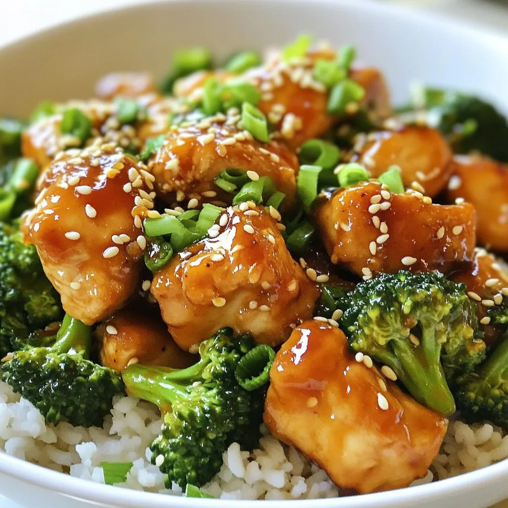 - 500g boneless chicken thighs - 2 cups fresh broccoli florets - 1/4 cup honey - 3 tablespoons Sriracha sauce - 2 tablespoons soy sauce - 1 tablespoon sesame oil - 3 cloves garlic, minced - 1 inch ginger, grated - 1 tablespoon cornstarch - 2 tablespoons water - Salt and black pepper to taste - Sesame seeds and green onions for garnish Gathering your ingredients is the first step to making Honey Sriracha Chicken & Broccoli. I love using boneless chicken thighs because they are tender and juicy. Fresh broccoli adds a nice crunch and bright color to the dish. For the marinade, mix honey, Sriracha, soy sauce, sesame oil, garlic, and ginger. This mix gives the chicken a sweet and spicy kick. Adjust the Sriracha to fit your taste if you prefer less heat. Don't forget the cornstarch and water to thicken the sauce later. I always season with salt and black pepper for extra flavor. For garnish, sprinkle sesame seeds and chopped green onions on top. They really enhance the dish's look and taste. With these ingredients, you're ready to create a delicious meal that everyone will love! {{ingredient_image_2}} First, grab a large mixing bowl. In this bowl, you will whisk together: - 1/4 cup honey - 3 tablespoons Sriracha sauce - 2 tablespoons soy sauce - 1 tablespoon sesame oil - 3 cloves garlic, finely minced - 1 inch fresh ginger, grated Whisk these ingredients well. This forms a tasty marinade that adds great flavor. Next, take 500g of diced chicken thighs. Add this chicken to your marinade. Make sure each piece is nicely coated. Cover the bowl with plastic wrap. Place it in the fridge. Let it marinate for at least 30 minutes. For a deeper taste, let it sit for up to 2 hours. Now, heat 1 tablespoon of oil in a large skillet over medium-high heat. Once the oil is shimmering, remove the chicken from the marinade. Save the marinade for later use. Stir-fry the chicken for about 5-7 minutes. It should be browned and cooked through. Once cooked, take the chicken out and set it aside. In the same skillet, add 2 cups of fresh broccoli florets. Stir-fry the broccoli for 3-4 minutes. It should be bright and tender-crisp. While the broccoli cooks, make a cornstarch slurry. In a small bowl, mix 1 tablespoon of cornstarch with 2 tablespoons of water until smooth. Return the chicken to the skillet with the broccoli. Pour the reserved marinade over the chicken and broccoli. Let everything simmer for 2-3 minutes. This melds all the flavors together. Gradually add the cornstarch slurry to the skillet. Stir continuously as the sauce thickens to a glossy finish. Season your dish with salt and freshly ground black pepper to taste. Finally, take it off the heat. Serve your Honey Sriracha Chicken & Broccoli hot. Garnish with sesame seeds and chopped green onions for a great look and crunch. For the best flavor, marinate the chicken for at least 30 minutes. This allows the honey and Sriracha to soak in well. If you have time, marinate for up to 2 hours. This gives the dish a richer taste. Always cover the bowl when marinating to keep the chicken fresh. When stir-frying, use a large skillet or wok. Heat the oil over medium-high heat until it shimmers. This ensures even cooking. Add the chicken in batches if needed. Don't crowd the pan. Stir frequently to brown the chicken and cook it through. For the broccoli, stir-fry until it turns vibrant and tender-crisp, about 3-4 minutes. This keeps its bright color and crunch. You can elevate this dish with a few extra touches. Consider adding a splash of lime juice for a zesty kick. Fresh herbs like cilantro or basil can brighten the flavors too. Sesame seeds and chopped green onions add a nice crunch and color when you finish the dish. These small additions make a big difference in taste and presentation. Pro Tips Marinate Longer for More Flavor: Allow the chicken to marinate for at least 2 hours, or even overnight, to deeply infuse the flavors into the meat. Adjust the Spice Level: Modify the amount of Sriracha sauce according to your heat preference. Start with less if you're sensitive to spice, and add more to taste. Use Fresh Ingredients: Fresh garlic and ginger will elevate the dish's flavor profile significantly compared to using powdered alternatives. Perfect Broccoli Texture: Stir-fry the broccoli until it's just tender-crisp to retain its vibrant color and crunch, ensuring a delightful contrast to the chicken. {{image_4}} You can switch out chicken thighs for chicken breast or tofu. Chicken breast offers a leaner option. It cooks faster but can dry out if overcooked. Tofu is great for a plant-based meal. Use firm tofu and press it to remove excess water. Dice the tofu into bite-sized pieces and follow the same steps. Sriracha is spicy, but you can change the heat. For milder flavor, reduce the Sriracha to one tablespoon. You can also mix in honey to balance the heat. If you like it hot, add more Sriracha or top the dish with chili flakes. Experiment with your spice level until you find what you love. Serve Honey Sriracha Chicken & Broccoli with a side of fluffy rice. Steamed quinoa is another healthy choice. You can also add a fresh salad with crunchy vegetables. A simple cucumber salad or a tangy coleslaw pairs well too. These sides help balance the flavors and add texture to your meal. Store your Honey Sriracha Chicken & Broccoli in an airtight container. This keeps it fresh and tasty. Leftovers can last for about 3 to 4 days in the fridge. Make sure to let it cool to room temperature before sealing. This helps prevent moisture buildup. To freeze, place your cooled chicken and broccoli in a freezer-safe container. You can also use freezer bags. Try to remove as much air as possible to prevent freezer burn. When you're ready to eat, thaw it in the fridge overnight. Reheat it on the stove or in the microwave until it's hot throughout. For the best taste, eat your leftovers within 4 days if stored in the fridge. If frozen, aim to use it within 3 months for optimal flavor. Always check for any signs of spoilage before enjoying your meal. Yes, you can use frozen broccoli. It saves time and is convenient. When using frozen broccoli, do not thaw it before cooking. Add it directly to the hot skillet. This helps keep the broccoli bright and tender. Frozen broccoli cooks faster, so stir-fry it for about 2-3 minutes. Always check for the right texture. You want it tender but still a bit crunchy. Fresh broccoli has a better taste, but frozen is a good option too. Yes, you can prepare this dish ahead of time. Cook the chicken and broccoli, then cool them. Store them in an airtight container in the fridge. You can keep it for up to three days. When ready to eat, reheat it in a skillet over medium heat. Add a splash of water or stock to help it heat evenly. Stir until hot. This keeps the flavors fresh and the chicken moist. To adjust the sweetness, you can change the honey amount. If you want it less sweet, cut the honey to 2 tablespoons. If you prefer more sweetness, add an extra tablespoon. You can also balance the sweetness with more Sriracha. Adding a bit of lime juice can brighten the flavors without making it too sweet. Taste as you go to find the right mix. This way, you can create a dish that fits your taste buds perfectly. This blog post covered how to make Honey Sriracha Chicken and Broccoli. We discussed fresh ingredients, the marinade, and step-by-step cooking instructions. I shared tips for marinating and cooking, as well as variations to suit your tastes. Don't forget storage tips to keep your leftovers fresh. With this easy recipe, you can enjoy a tasty meal that fits your schedule. Dive in and savor the flavors!