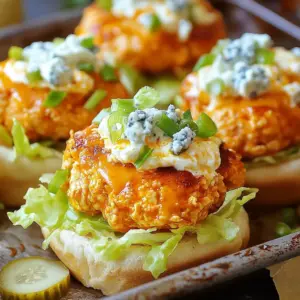 - 1 lb ground chicken - 1/2 cup buffalo sauce - 1/4 cup cream cheese - 1/4 cup finely minced green onions - 8 slider buns - 1 cup shredded lettuce - 1/2 cup sliced pickles - 1/2 cup crumbled blue cheese - 1 teaspoon garlic powder - 1 teaspoon onion powder - Salt and pepper to taste The main ingredients for spicy buffalo chicken sliders are simple but packed with flavor. You will need ground chicken to form the base. Buffalo sauce gives the sliders their kick. Cream cheese adds creaminess and helps bind everything together. I love adding green onions for a fresh taste. They really enhance the flavor and add a nice crunch. For a delightful touch, pickles and blue cheese are great options. They offer extra layers of flavor that many enjoy. For seasoning, garlic powder and onion powder are my go-tos. They blend well with the other ingredients. Don&rsquo;t forget to add salt and pepper to taste. This will elevate the flavors and make each bite delicious. With these ingredients, you can create sliders that everyone will love! {{ingredient_image_2}} Mixing the chicken and sauce Start by grabbing a large mixing bowl. Add 1 pound of ground chicken to the bowl. Pour in 1/2 cup of buffalo sauce. Next, add 1/4 cup of softened cream cheese and 1/4 cup of finely minced green onions. Sprinkle in 1 teaspoon of garlic powder and 1 teaspoon of onion powder. Don't forget to add salt and pepper to taste. Use your hands or a spatula to mix everything until well combined. It should look thick and colorful. Forming the patties Now, shape the chicken mixture into small patties. Each patty should be about the size of your slider buns. Aim to make around 8 patties. Make sure they are even to ensure they cook evenly. Preheating the skillet Next, preheat your skillet over medium heat. Lightly coat it with cooking spray or a little oil. This step helps prevent the patties from sticking. Cooking the patties Once your skillet is hot, carefully place the patties in it. Cook for about 4-5 minutes on each side. Flip them only once to keep them intact. You want them to turn a lovely golden brown and cook all the way through. Preparing the slider buns While the patties cook, prepare your slider buns. You can toast them lightly in a separate skillet or the oven for extra flavor. This adds a nice crunch. Adding toppings and serving suggestions After cooking, it&rsquo;s time to assemble the sliders. Place one chicken patty on each bun. Top with shredded lettuce, a few slices of pickles, and crumbled blue cheese if you like. For extra spice, drizzle more buffalo sauce on top. Serve your sliders hot for a tasty meal! To get great sliders, make sure to cook them evenly. Use a medium heat when cooking. This helps the patties cook through without burning. Flip them carefully after about 4 to 5 minutes. They should look golden brown. Keep your sliders moist by mixing in cream cheese. The cream cheese adds a nice creaminess. You can also avoid overcooking the patties. Cook them just until they reach an internal temp of 165&deg;F. Adjust the spice levels in your buffalo sauce to match your taste. If you want it hotter, add more sauce. For a milder flavor, use less. You can mix in honey for a sweet twist. Add texture to your sliders with crispy lettuce or crunchy pickles. Shredded lettuce gives a nice crunch. Pickles can add a tangy flavor that pairs well with the spice. For a stunning plate arrangement, use a large platter. Line the sliders up neatly. This makes them look inviting. Garnish your sliders with extra green onions or fresh herbs. It adds color and makes them pop. You can also serve extra buffalo sauce on the side for dipping. Pro Tips Adjust the Spice Level: Taste the buffalo sauce before adding it to the mixture. If you prefer less heat, start with a smaller amount and gradually add more until you reach your desired spice level. Perfectly Cooked Patties: To ensure your chicken patties are cooked through without drying out, use a meat thermometer. The internal temperature should reach 165&deg;F (75&deg;C). Make-Ahead Option: You can prepare the chicken mixture a day in advance and store it in the refrigerator. This not only saves time but also allows the flavors to meld together beautifully. Creative Toppings: Experiment with different toppings like avocado slices, jalape&ntilde;os, or ranch dressing for a unique twist on your sliders and to enhance the flavor profile. {{image_4}} You can swap ground chicken for several options. Ground turkey works well too. You can even use shredded rotisserie chicken for a faster meal. If you want a plant-based choice, try using lentils or chickpeas. Dairy-free options are easy to find. Replace cream cheese with a dairy-free alternative. You can use cashew cream or a nut-based cheese spread. This keeps your sliders creamy without milk products. For a sweet and spicy kick, mix honey with buffalo sauce. This adds a balance of flavors that many love. You can also try adding a dash of maple syrup for a unique twist. Cheese can change the whole slider experience. Swap blue cheese for cheddar or pepper jack for extra heat. Each cheese brings its own taste and texture, making your sliders special. Pair your sliders with tasty side dishes. Crispy sweet potato fries or a fresh salad work great. You could also serve them with coleslaw for a crunch. Dipping sauces can enhance the flavor too. Ranch dressing or creamy sriracha offers a cool counter to the heat. You can even serve extra buffalo sauce for those who crave more spice. To keep your sliders fresh, store them in an airtight container. This helps prevent them from drying out. Place a paper towel in the container to absorb excess moisture. Refrigerate them within two hours of cooking. For reheating, you can use the oven or a skillet. Heat the oven to 350&deg;F (175&deg;C) and bake for about 10 minutes. If using a skillet, warm them over medium heat for about 3-4 minutes on each side. If you want to save sliders for later, freezing is a great option. First, let the sliders cool completely. Wrap each slider tightly in plastic wrap. Then, place them in a freezer-safe bag or container. This prevents freezer burn. To thaw, move them to the fridge overnight. For reheating, use the same methods as for refrigerated sliders. Just add a few extra minutes to ensure they're heated through. In the fridge, these sliders last about 3 days. Always keep an eye out for signs of spoilage. If they smell off or have a strange color, it&rsquo;s best to toss them. Enjoy your spicy buffalo chicken sliders while they're fresh for the best flavor! You can use ground turkey or shredded rotisserie chicken. Both options will work well. Ground turkey is lean and has a mild flavor. Shredded chicken adds great texture. You can also try plant-based options like lentils or chickpeas for a vegetarian choice. Yes, you can prepare the chicken mixture ahead of time. Mix the ingredients and store them in the fridge. Shape the patties just before cooking. This way, they stay fresh and flavorful. You can also cook the patties in advance and reheat them later. Just make sure not to overcook them when reheating. To reduce the spice, use less buffalo sauce. You can also mix in more cream cheese. This will mellow the heat nicely. Adding toppings like lettuce and pickles can help balance the spice too. If you like, try using a milder sauce, like BBQ sauce, for a different flavor. This article covers how to make tasty buffalo chicken sliders. We discussed key ingredients like ground chicken and buffalo sauce, plus optional toppings. You learned simple steps for prepping, cooking, and serving these sliders. I also shared tips to perfect your patties and variations for different flavors. These sliders are not just easy to make but also fun to customize. Enjoy them with sides or sauces that match your taste! Now, it&rsquo;s your turn to get cooking. Use the tips here for your best sliders yet.