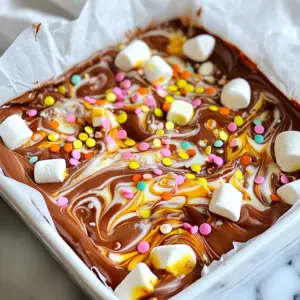 To make marshmallow swirl fudge, you will need: - 2 cups semi-sweet chocolate chips - 1 cup sweetened condensed milk - 1/4 cup unsalted butter - 1 teaspoon vanilla extract - 1 cup miniature marshmallows - 1/2 cup chopped walnuts (optional) - 1/4 cup colorful sprinkles (for garnish) These ingredients create a rich and creamy fudge that melts in your mouth. If you need substitutions, here are some great options: - For semi-sweet chocolate chips, you can use dark chocolate or milk chocolate chips. - If you don&rsquo;t have sweetened condensed milk, try using evaporated milk with a bit of sugar. - You can swap unsalted butter for coconut oil or margarine if you prefer. - Instead of vanilla extract, use almond extract for a different flavor. These swaps can change the taste but still keep it delicious. Want to make your fudge even better? Consider these add-ins: - Add 1/2 cup of peanut butter for a nutty twist. - Mix in dried fruit like cherries or raisins for a chewy texture. - Use crushed candy canes for a festive touch, especially during the holidays. - Try adding a pinch of sea salt for a sweet-salty flavor. These options let you customize the fudge to your taste. {{ingredient_image_2}} Start by getting your baking dish ready. Take an 8x8-inch square dish. Line it with parchment paper. Make sure some paper hangs over the edges. This will help you lift the fudge out later. Next, we need to melt the chocolate. Grab a medium saucepan and set it on low heat. Add 2 cups of semi-sweet chocolate chips, 1 cup of sweetened condensed milk, and 1/4 cup of unsalted butter. Stir the mix constantly. Keep stirring until everything melts. You want it to be smooth and glossy. Once the chocolate melts, take the saucepan off the heat. Add 1 teaspoon of vanilla extract and mix well. Now, gently fold in 1 cup of miniature marshmallows. If you like, add 1/2 cup of chopped walnuts too. Make sure the marshmallows are spread evenly in the mix. Pour half of the fudge mixture into your lined dish. Spread it evenly across the bottom. Now, take spoonfuls of the rest of the mixture. Dollop it on top of the first layer. Use a knife to swirl through the layers. Do this gently to make pretty marbled patterns. For the final touch, sprinkle 1/4 cup of colorful sprinkles on top. Now, place the fudge in the fridge. Chill it for 2-3 hours until it feels firm. Once chilled, lift the fudge out using the parchment paper. Place it on a cutting board and cut it into 16 squares. Enjoy your delicious marshmallow swirl fudge! To get that perfect fudge texture, follow these tips: - Use fresh ingredients. Old chocolate or expired milk can ruin the fudge. - Melt slowly. Heat the chocolate mix over low heat. Stir it all the time. - Don't rush cooling. Let the fudge chill for 2-3 hours. This helps it set well. - Avoid water. Even a drop of water can change the texture. Keep things dry. Here are some common mistakes I have seen: - Don't skip the butter. It adds creaminess and helps with texture. - Avoid overmixing. When you fold in marshmallows, be gentle. Too much mixing ruins the swirl. - Using the wrong pan. An 8x8-inch pan gives the right thickness. A bigger pan makes it thin. - Not using parchment paper. This helps lift the fudge out easily. Without it, cutting becomes messy. Cutting fudge can be tricky. Here&rsquo;s how to do it right: - Use a sharp knife. A dull knife squishes the fudge. Clean the knife after each cut for neat squares. - Chill before cutting. If the fudge is cold, it cuts easier. It helps keep the shape. - Serve in liners. Place each piece in a colorful cupcake liner. It makes serving fun and easy. - Pair with drinks. Hot cocoa or coffee goes well with fudge. This adds a cozy touch. Pro Tips Use High-Quality Chocolate: The flavor of your fudge will heavily depend on the quality of chocolate you use. Opt for premium semi-sweet chocolate chips for the best results. Perfect Swirls: To achieve beautiful marbled patterns, use a gentle hand while swirling the top layer. Avoid over-mixing to maintain distinct layers of fudge and marshmallows. Chill for Firmness: Make sure to chill the fudge for the full 2-3 hours. This will ensure it sets properly and can be easily cut into neat squares without crumbling. Customize Your Toppings: Feel free to get creative with your toppings! Add nuts, different types of sprinkles, or even drizzle melted chocolate on top for an extra indulgent treat. {{image_4}} You can mix up the flavors in marshmallow swirl fudge easily. Try adding peanut butter for a nutty taste. Just blend in 1/2 cup of creamy peanut butter when you melt chocolate. For a sweet twist, use caramel. Drizzle warm caramel over the fudge before swirling. The taste will be rich and delightful. You can get creative with toppings to make your fudge stand out. Use crushed cookies or nuts on top instead of sprinkles. Chopped almonds or crushed Oreos add great texture. If you like fruit, try adding dried cranberries or cherries. They offer a nice flavor contrast. If you want less sweetness, use dark chocolate chips. They give a richer taste. To change the texture, you can add more marshmallows. This makes the fudge softer and fluffier. For a firmer fudge, let it chill a bit longer. This way, you can find the perfect level of sweetness and texture that you love! To keep marshmallow swirl fudge fresh, store it in an airtight container. Line the container with parchment paper to prevent sticking. Place a layer of fudge with a sheet of parchment paper in between each layer. This helps maintain its soft texture and prevents it from drying out. Marshmallow swirl fudge stays fresh for about one week when stored properly at room temperature. If you keep it in the fridge, it can last up to two weeks. Just remember to let it come to room temperature before serving for the best taste. For long-term storage, you can freeze marshmallow swirl fudge. Wrap each square tightly in plastic wrap. Then, place them in a freezer-safe bag or container. This way, the fudge can last for up to three months. When you&rsquo;re ready to enjoy it, let it thaw in the fridge overnight. It will taste just as good as when you first made it! Yes, you can use milk chocolate. It will make the fudge sweeter. Adjust the amount of sweetened condensed milk if needed. Milk chocolate gives a creamy texture and a rich taste. You may want to reduce the sweetness to balance the flavor. If your fudge is too soft, chill it longer. Place it in the fridge for an extra hour. You can also add more chocolate chips and warm it gently. Stir until melted, then pour into the dish again. Let it chill until firm. Yes, you can leave out the walnuts. The fudge will still taste great without nuts. You might add in more marshmallows or sprinkles for texture. This way, everyone can enjoy the treat without worry. To make fudge without condensed milk, use heavy cream. Combine 2 cups of chocolate chips with 1 cup of cream. Heat until melted, then add butter and vanilla. Mix in marshmallows as usual. This method creates a creamy and delicious fudge. In this post, we explored how to make delicious marshmallow swirl fudge. We covered essential ingredients, step-by-step instructions, and helpful tips for great texture. We also shared tasty flavor variations and storage tips for keeping your fudge fresh. To sum up, making fudge is easy and fun. Remember to enjoy the process and be creative with flavors. Your next batch of marshmallow swirl fudge will impress friends and family!