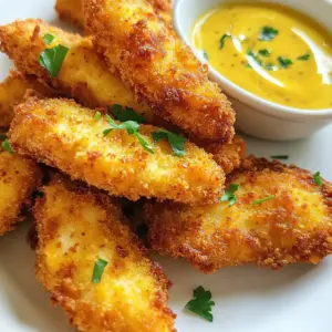 To make the best crispy baked chicken tenders, you need a few key items. Here&rsquo;s what you will need: - 1 lb boneless, skinless chicken breasts, sliced into strips - 1 cup buttermilk - 1 cup whole wheat breadcrumbs - 1/2 cup freshly grated Parmesan cheese - 1 teaspoon garlic powder - 1 teaspoon onion powder - 1 teaspoon smoked paprika - 1/2 teaspoon cayenne pepper (adjust according to your spice preference) - Salt and freshly ground black pepper, to taste - Olive oil cooking spray These ingredients work together to make your chicken tenders crispy and full of flavor. The chicken is the main star of the dish. Choose fresh chicken breasts for the best taste. The buttermilk helps tenderize the meat and adds moisture. The whole wheat breadcrumbs give a nice crunch. They also add a bit of fiber. Parmesan cheese adds a rich flavor that pairs well with the spices. Spices are key here. Garlic and onion powder give a savory taste. Smoked paprika adds a smoky flavor, while cayenne pepper can kick up the heat. Salt and pepper are essential for seasoning. Lastly, olive oil cooking spray makes the chicken crispy without extra fat. This combination of ingredients makes an easy family meal that everyone will enjoy! {{ingredient_image_2}} Start by preheating your oven to 425&deg;F (220&deg;C). This step makes sure your chicken cooks evenly and gets crispy. While it heats, line a rimmed baking sheet with parchment paper. This prevents sticking and makes cleanup easy. In a medium bowl, whisk together 1 cup of buttermilk, 1 teaspoon of garlic powder, 1 teaspoon of onion powder, 1 teaspoon of smoked paprika, and 1/2 teaspoon of cayenne pepper. Add salt and pepper to taste. This mixture will add great flavor and moisture to your chicken. Take 1 pound of sliced chicken breasts and place them in the buttermilk mixture. Make sure each piece is coated well. Cover the bowl with plastic wrap and refrigerate for at least 30 minutes. This step helps the chicken absorb all those tasty flavors. In a separate bowl, mix 1 cup of whole wheat breadcrumbs with 1/2 cup of freshly grated Parmesan cheese. Stir it well, so the cheese is evenly distributed. This coating will give your chicken a nice crunch. After marinating, remove the chicken strips from the buttermilk. Let any extra marinade drip off. Dredge each piece in the breadcrumb mixture. Press gently to ensure the coating sticks well. This is key for that crispy texture. Place the coated chicken strips on the parchment-lined baking sheet in a single layer. Make sure they are not touching. Lightly spray the tops with olive oil cooking spray. This little bit of oil helps them crisp up in the oven. Slide the baking sheet into the preheated oven. Bake for 20-25 minutes. The chicken should turn a lovely golden brown and reach an internal temperature of 165&deg;F (74&deg;C). Keep an eye on them; you want them crispy, not burnt! To get that nice crunch, use whole wheat breadcrumbs. They add flavor and texture. Press the breadcrumbs onto the chicken to ensure they stick. This helps create an even coating. Also, make sure to space the chicken tenders on the baking sheet. This allows hot air to circulate, which leads to crispiness. Marinating the chicken is key to a juicy meal. Buttermilk adds moisture and flavor. It also helps tenderize the meat. I recommend marinating for at least 30 minutes. The longer you marinate, the more flavor the chicken absorbs. Just make sure to cover the bowl tightly and keep it in the fridge. Spraying the chicken with olive oil cooking spray is a game changer. It helps achieve that crispy texture without adding too much fat. A light spray before baking makes all the difference. This simple step enhances browning and crunchiness. Plus, it keeps each bite flavorful and satisfying. Pro Tips Marinating Time: The longer you marinate the chicken, the more flavorful and tender it will become. If you have time, marinate for up to 4 hours or even overnight for the best results. Breadcrumb Variation: For added flavor, consider mixing in some Italian seasoning or herbs de Provence into your breadcrumb mixture. Oven Position: For optimum crispiness, place your baking sheet in the center of the oven. This allows for even heat circulation. Cooling Time: Let the chicken tenders rest for a few minutes after baking. This helps retain their juiciness and keeps them from becoming soggy. {{image_4}} If you want a gluten-free version, you can swap the whole wheat breadcrumbs. Use crushed cornflakes or gluten-free breadcrumbs instead. Both options provide a nice crunch. Just check the labels to ensure they are truly gluten-free. This way, everyone can enjoy the crispy goodness. Adjusting the spice level is easy. If you like mild flavors, skip the cayenne pepper. For a little kick, add more cayenne or even some chili powder. You can also try adding hot sauce to the buttermilk marinade for extra heat. Make it fit your family&rsquo;s taste! Chicken isn&rsquo;t the only option here. Try turkey breast for a leaner choice. You can also use tofu for a plant-based meal. Slice it into strips, marinate, and coat it the same way. These alternatives keep the recipe fun and allow for more variety in your meals. Store your crispy baked chicken tenders in an airtight container. They can stay fresh in the fridge for up to three days. Make sure they cool down before sealing the container. This helps keep them crispy and tasty. You can freeze chicken tenders for up to three months. First, let them cool completely. Next, place them in a single layer on a baking sheet. Freeze until solid. After that, transfer them to a freezer bag. Remove as much air as possible before sealing. To reheat, place chicken tenders on a baking sheet. Preheat your oven to 375&deg;F (190&deg;C). Bake for about 10-15 minutes or until they are hot and crispy again. You can also use an air fryer for a quick and crunchy option. Just set it to 375&deg;F (190&deg;C) and heat for 5-7 minutes. You should marinate the chicken for at least 30 minutes. This time helps the chicken soak up flavors and stay juicy. For better taste, you can marinate it for up to 2 hours. Just remember, the longer it marinates, the more flavor it gains. Yes, you can use different breadcrumbs. Panko breadcrumbs work well for extra crunch. You might also try gluten-free options if needed. Just make sure they are dry and crispy for the best results. You can serve chicken tenders with many sides. Some great options are: - French fries - Sweet potato fries - Coleslaw - Fresh veggies with dip - A crisp salad These sides complement the tenders and make a complete meal. To check if chicken is ready, use a meat thermometer. The inside should reach 165&deg;F (74&deg;C). If you don't have a thermometer, cut a piece in the middle. The meat should be white, not pink. Yes, you can make them ahead. Bake the chicken tenders and let them cool. Store them in the fridge for up to 2 days. You can reheat them in the oven to keep them crispy. Enjoy them later with your favorite dip! In this post, we covered the key steps to make crispy baked chicken tenders. We discussed the needed ingredients, from chicken to buttermilk and spices. You learned how to marinate and coat the chicken for perfect results. Tips on achieving crispy textures and variations for different diets were also shared. Remember to properly store and reheat leftovers to enjoy them later. With these insights, you can confidently create delicious chicken tenders every time. Enjoy your cooking adventure!