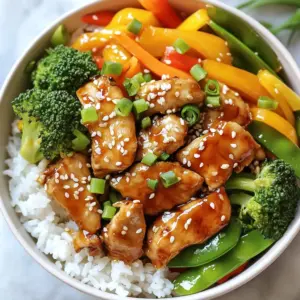 - 1 lb boneless, skinless chicken breast, thinly sliced into strips - 2 tablespoons olive oil - 1 cup fresh broccoli florets - 1 bell pepper, sliced into thin strips (red or yellow) - 1 cup snap peas, trimmed - 1 medium carrot, julienned - 3 green onions, finely chopped - 1/4 cup teriyaki sauce (store-bought or homemade) - 1 tablespoon sesame seeds (for garnish) - Cooked jasmine rice or quinoa (for serving) The chicken is the star of this dish. The teriyaki sauce adds a nice sweet and salty touch. Fresh veggies bring color and crunch. This mix makes the dish lively and fun. - Fresh ginger, minced - Garlic, minced or sliced - Red pepper flakes for heat - Extra teriyaki sauce for drizzling These add-ons can boost the flavor. Ginger gives warmth. Garlic adds depth. Red pepper flakes can spice things up for those who like it hot. - Large non-stick skillet or wok - Mixing bowl - Cutting board and knife - Spatula or wooden spoon Using the right tools helps make cooking easier. A non-stick skillet prevents sticking, making clean-up easier. A good knife helps you slice the chicken and veggies well. {{ingredient_image_2}} First, take 1 pound of boneless, skinless chicken breast. Slice it thinly into strips. Place the chicken in a mixing bowl and add 2 tablespoons of teriyaki sauce. Toss the chicken well to coat it with the sauce. Let it sit for a few minutes. This helps the chicken absorb the flavor. Next, heat a large non-stick skillet or wok over medium-high heat. Pour in 2 tablespoons of olive oil. Wait until the oil shimmers. Add the marinated chicken strips to the hot skillet. Stir-fry the chicken for about 5 to 6 minutes. Cook until the chicken is golden and cooked through. Once done, take the chicken out of the skillet and set it aside on a plate. In the same skillet, add your vegetables. Use 1 cup of fresh broccoli florets, 1 sliced bell pepper, 1 cup of snap peas, and 1 medium julienned carrot. Stir-fry these veggies for 3 to 4 minutes. Keep stirring until they are tender-crisp. The colors should stay bright and vibrant. Now, return the cooked chicken to the skillet with the veggies. Pour in the remaining teriyaki sauce. Stir well to coat everything evenly. Cook for another 2 minutes to let the flavors blend. This step makes every bite taste amazing. Remove the skillet from the heat. For a nice garnish, sprinkle 3 finely chopped green onions and 1 tablespoon of sesame seeds over the stir fry. To serve, place a bed of cooked jasmine rice or quinoa in deep bowls. Top it with your colorful stir fry. Enjoy your meal! To cook chicken just right, slice it thin. This helps it cook faster and evenly. Use a non-stick skillet or wok for best results. Keep the heat high. Stir often to avoid burning. Cook until the chicken is golden and no longer pink inside. This usually takes about 5-6 minutes. You can swap vegetables based on what you have. If you don't have broccoli, try using green beans or zucchini. Carrots can be replaced with bell peppers in any color. Snap peas can be switched for edamame or even mushrooms. Just keep the colors bright for a pretty dish. Making your own teriyaki sauce is easy and fun. You will need: - 1/4 cup soy sauce - 2 tablespoons honey or brown sugar - 1 tablespoon rice vinegar - 1 tablespoon cornstarch - 1/4 cup water Mix these in a pot. Heat on low until it thickens. This sauce adds a fresh taste to your stir fry. Plus, you can adjust the sweetness to your liking! Pro Tips Marinate for Maximum Flavor: Allow the chicken to marinate for at least 15-30 minutes, or even overnight if possible, to enhance the flavor absorption. High Heat Is Key: Stir fry on high heat to achieve that perfect sear on the chicken while keeping the vegetables crisp and vibrant. Customize Your Veggies: Feel free to swap in your favorite vegetables or whatever is in season to make the dish your own. Serve Immediately: For the best texture and flavor, serve the stir fry hot and fresh right after cooking. {{image_4}} You can easily swap chicken for tofu. Use firm or extra-firm tofu for the best texture. Cut it into cubes and press it to remove extra water. Marinate the tofu in teriyaki sauce for flavor. Cook it until golden and crispy in the skillet. Add your favorite veggies just like in the chicken version. This makes a delicious and healthy meal. For a tasty twist, add shrimp to your stir fry. Use peeled and deveined shrimp for easy cooking. Shrimp cooks fast, so add it right after the vegetables. Stir-fry until the shrimp turns pink and opaque. This boosts the protein and keeps the dish light and fresh. If you love heat, sriracha or red pepper flakes are great choices. You can mix sriracha into the teriyaki sauce for extra flavor. Start with a small amount, then adjust to your taste. Red pepper flakes can be sprinkled in while cooking. This adds a nice kick to your dish without overpowering it. To store your Teriyaki Chicken Stir Fry, let it cool down to room temperature. Then, place it in an airtight container. This keeps the flavors fresh and prevents spoilage. Make sure to eat it within three to four days for the best taste. When you're ready to enjoy leftovers, reheat them on the stove or in the microwave. For the stove, heat a skillet over medium heat. Add a splash of water or soy sauce to keep it moist. Stir gently until warmed through. In the microwave, use a microwave-safe bowl, cover it, and heat for one to two minutes. If you want to save some for later, freezing is a great option. First, let the stir fry cool completely. Then, pack it in freezer-safe bags or containers. Remove as much air as possible to prevent freezer burn. You can freeze it for up to three months. When ready to eat, thaw it overnight in the fridge before reheating. Yes, you can make teriyaki chicken stir fry ahead of time. Cook the chicken and veggies, then store them in an airtight container in the fridge. You can keep it fresh for up to three days. When ready to eat, reheat it in a pan. Add a splash of teriyaki sauce to keep it moist. Teriyaki chicken stir fry pairs well with several sides. Here are a few options: - Cooked jasmine rice - Quinoa - Steamed rice noodles - A simple green salad - Fresh fruit for dessert These sides enhance the flavors of the stir fry and make for a balanced meal. Teriyaki chicken stir fry can be a healthy meal option. It offers lean protein from chicken, and you can load it with colorful veggies. The teriyaki sauce adds flavor without many calories. To make it even healthier, choose low-sugar teriyaki sauce. This way, you can enjoy the taste while keeping your meal nutritious. Yes, you can use frozen vegetables in your stir fry. This option saves time and is convenient. Just remember to thaw them first. Drain any excess water to avoid a watery stir fry. Frozen veggies cook faster, so adjust your cooking time. They can be just as tasty and colorful as fresh ones. In this post, we covered how to make a tasty teriyaki chicken stir fry. You learned about the key ingredients, cooking steps, and helpful tips. We also shared variations for different diets and storage info. Experiment with flavors and make it your own. I hope these ideas inspire you to cook delicious meals your way. Enjoy every bite!